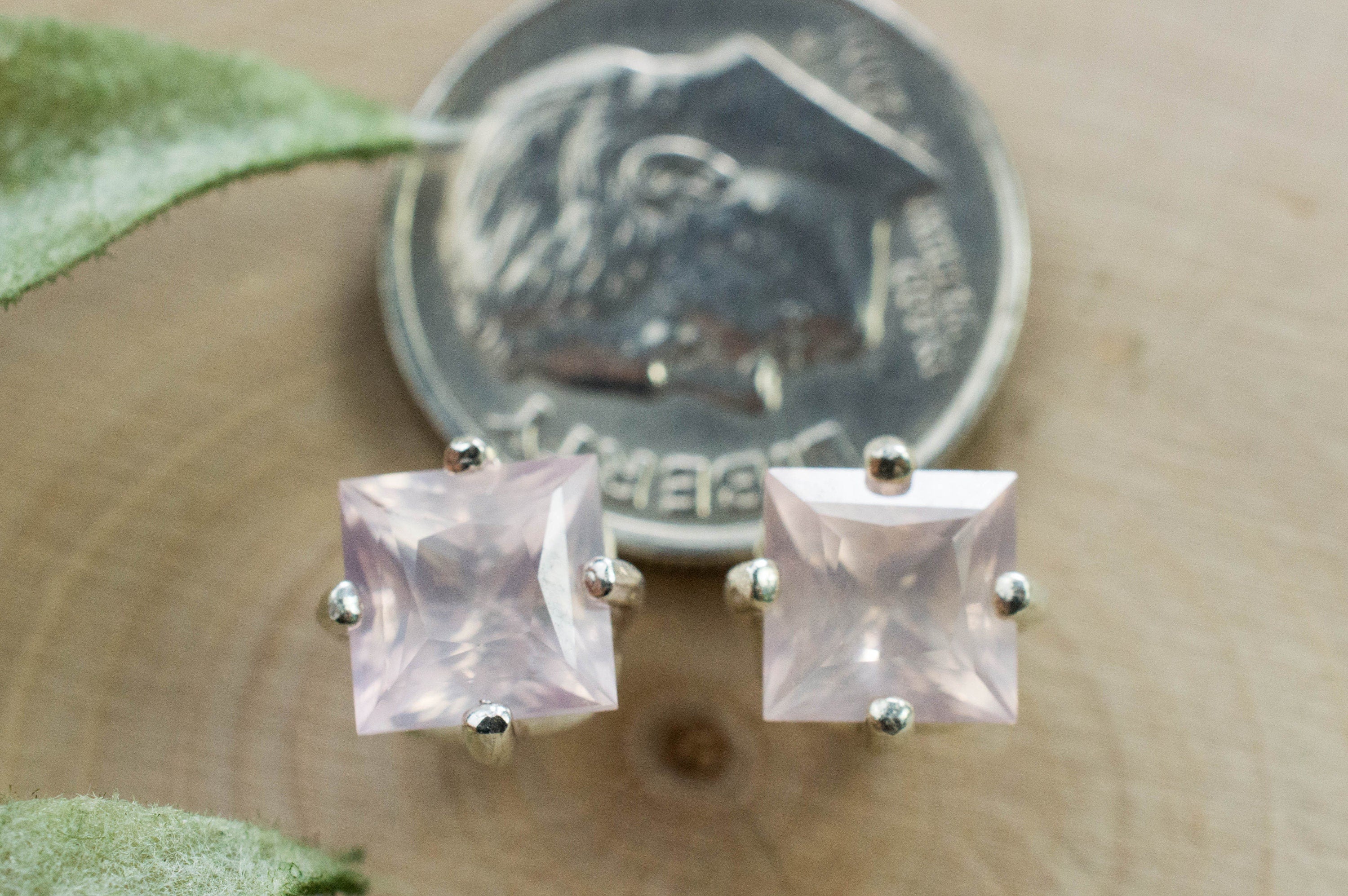 Rose Quartz Earrings; Natural Untreated Brazil Rose Quartz; 2.565cts