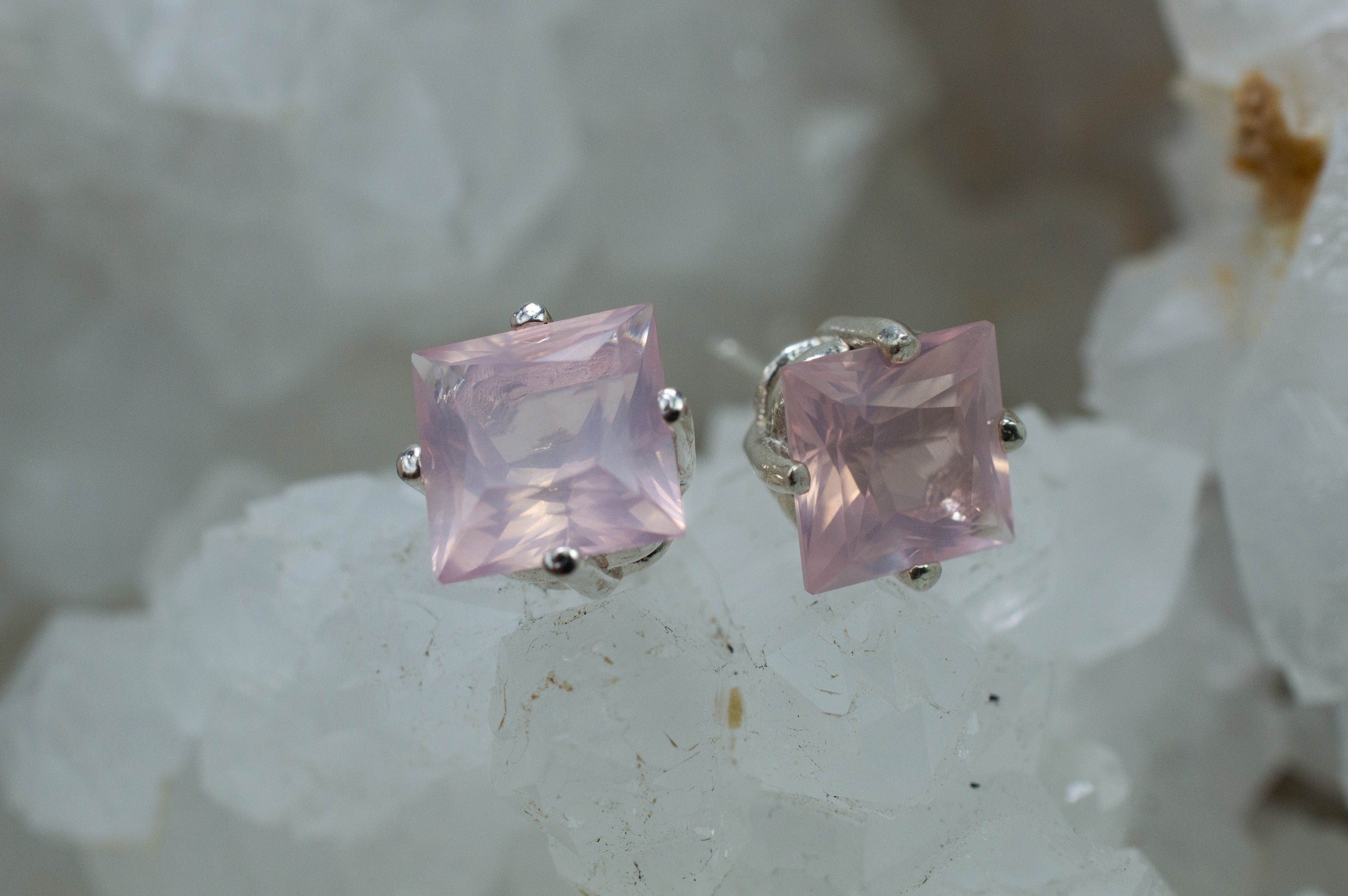 Rose Quartz Earrings; Natural Untreated Brazil Rose Quartz; 3.735cts