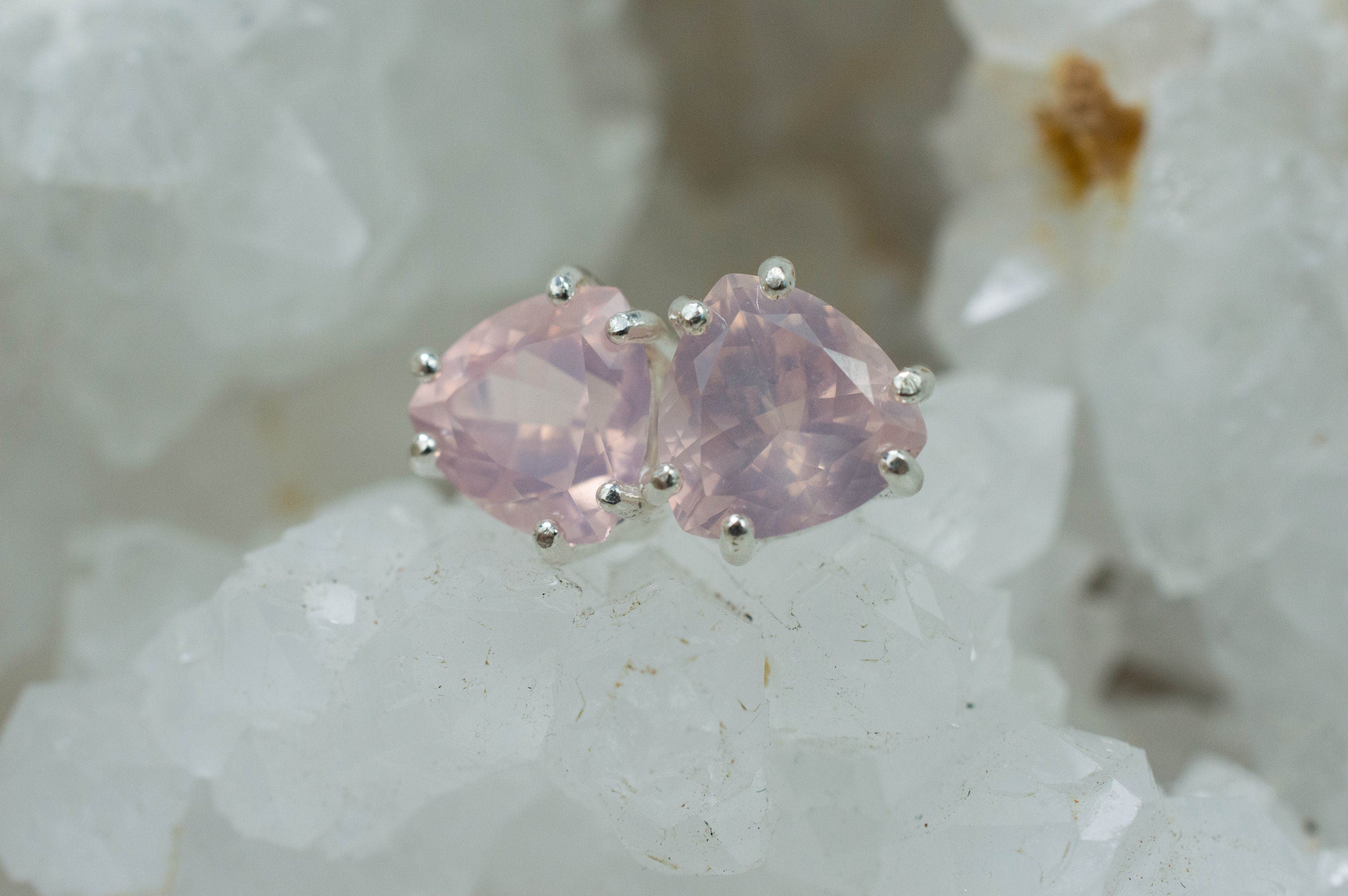 Rose Quartz Earrings; Natural Untreated Brazil Rose Quartz; 4.325cts