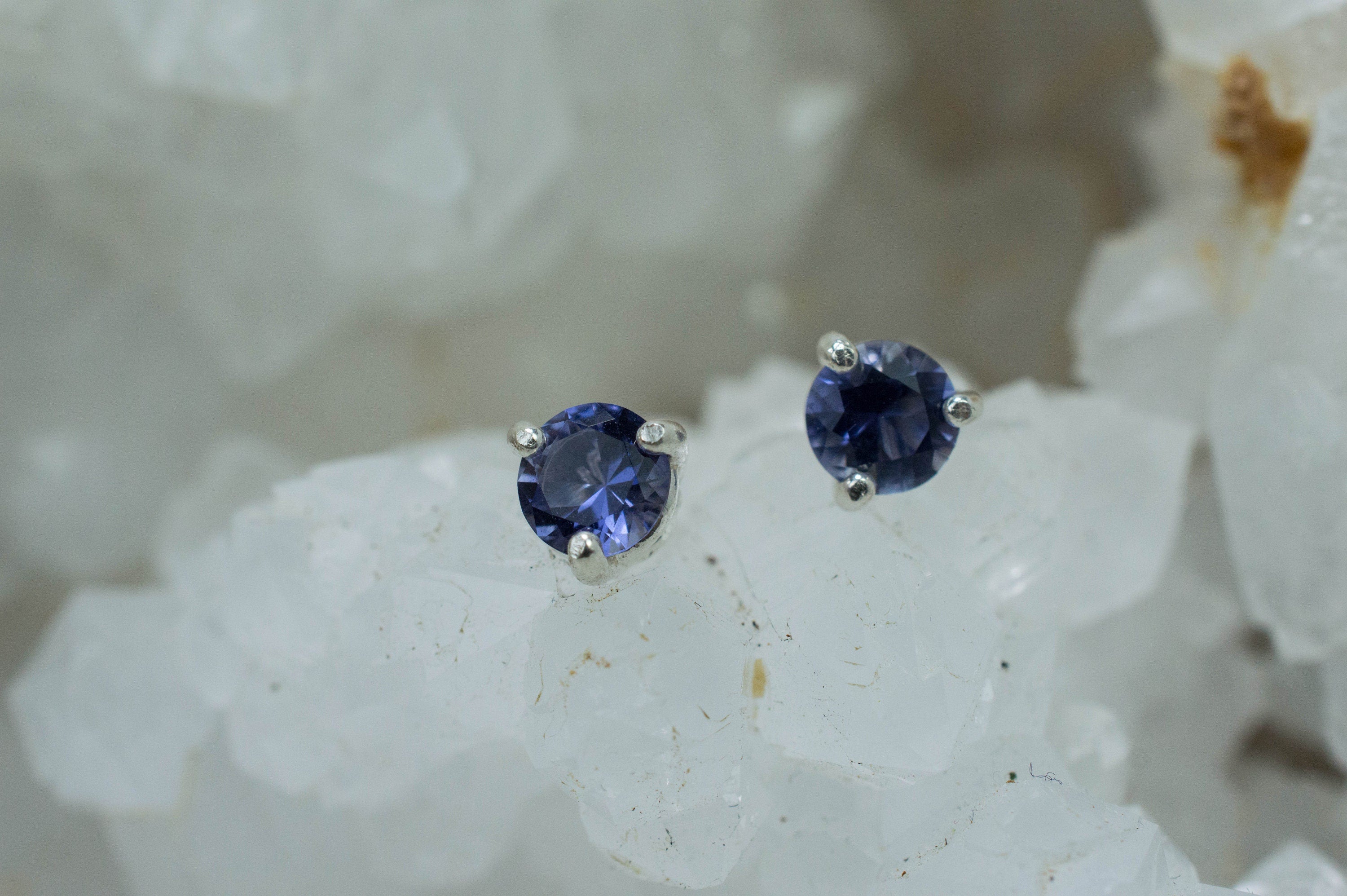 Iolite Earrings; Natural Untreated Madagascan Iolite; 0.715cts