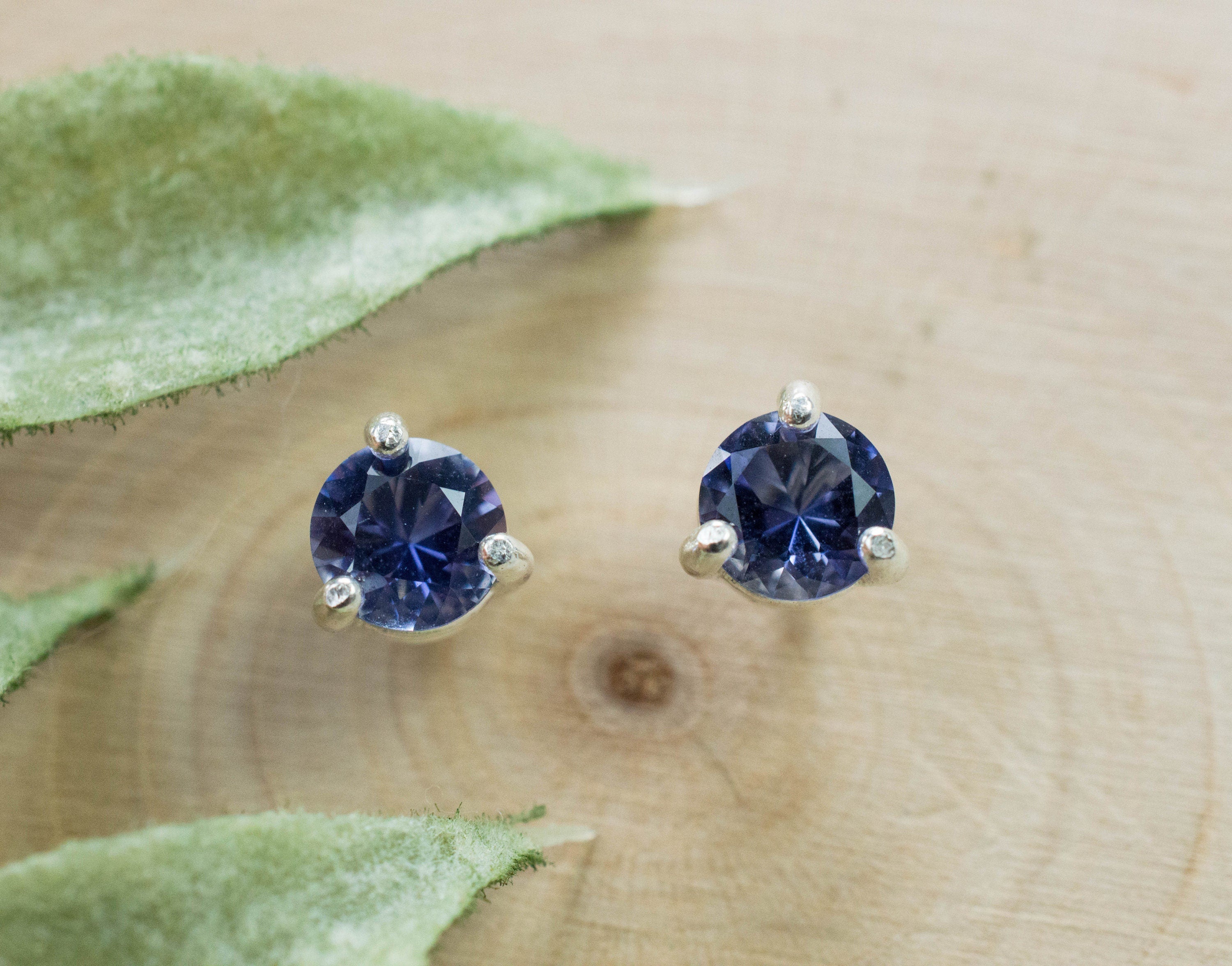 Iolite Earrings; Natural Untreated Madagascan Iolite; 0.715cts