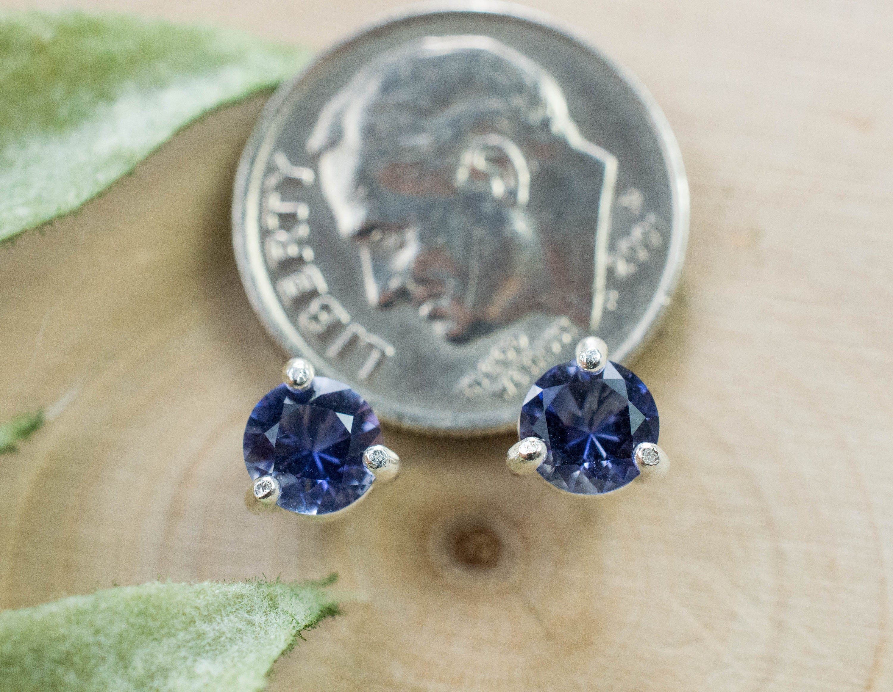 Iolite Earrings; Natural Untreated Madagascan Iolite; 0.715cts