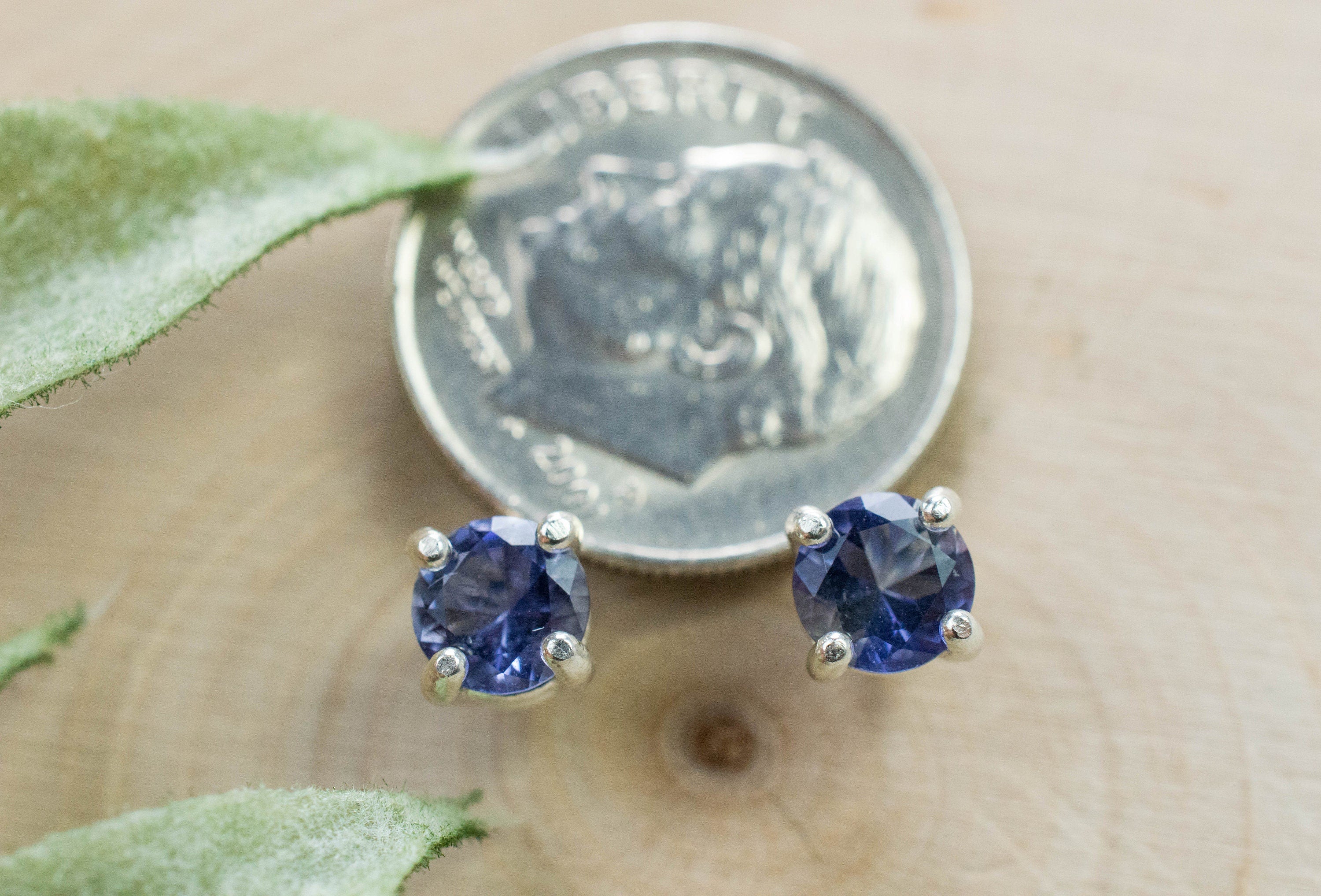 Iolite Earrings; Natural Untreated Madagascan Iolite; 0.725cts