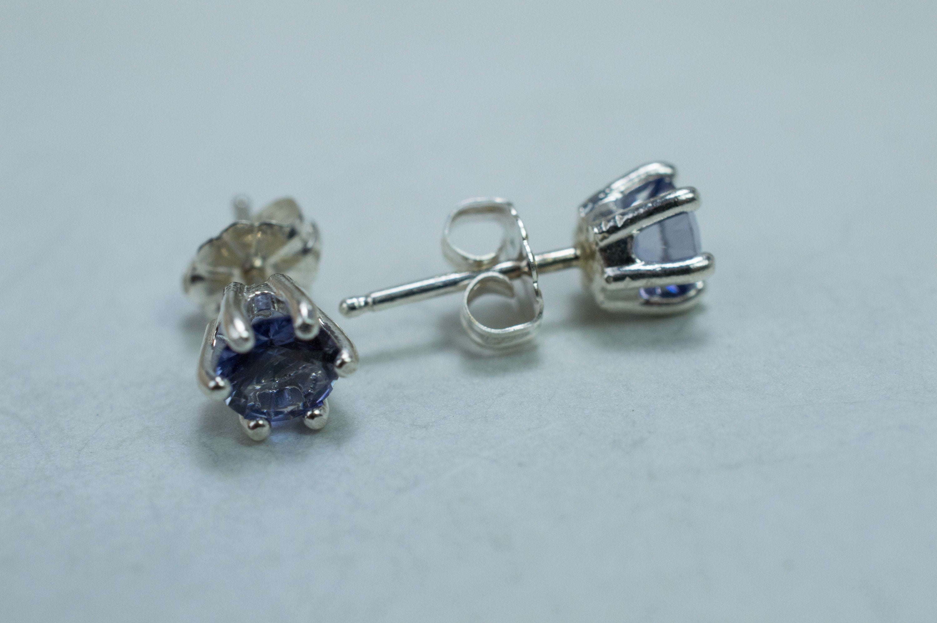 Iolite Earrings; Natural Untreated Madagascan Iolite; 0.735cts