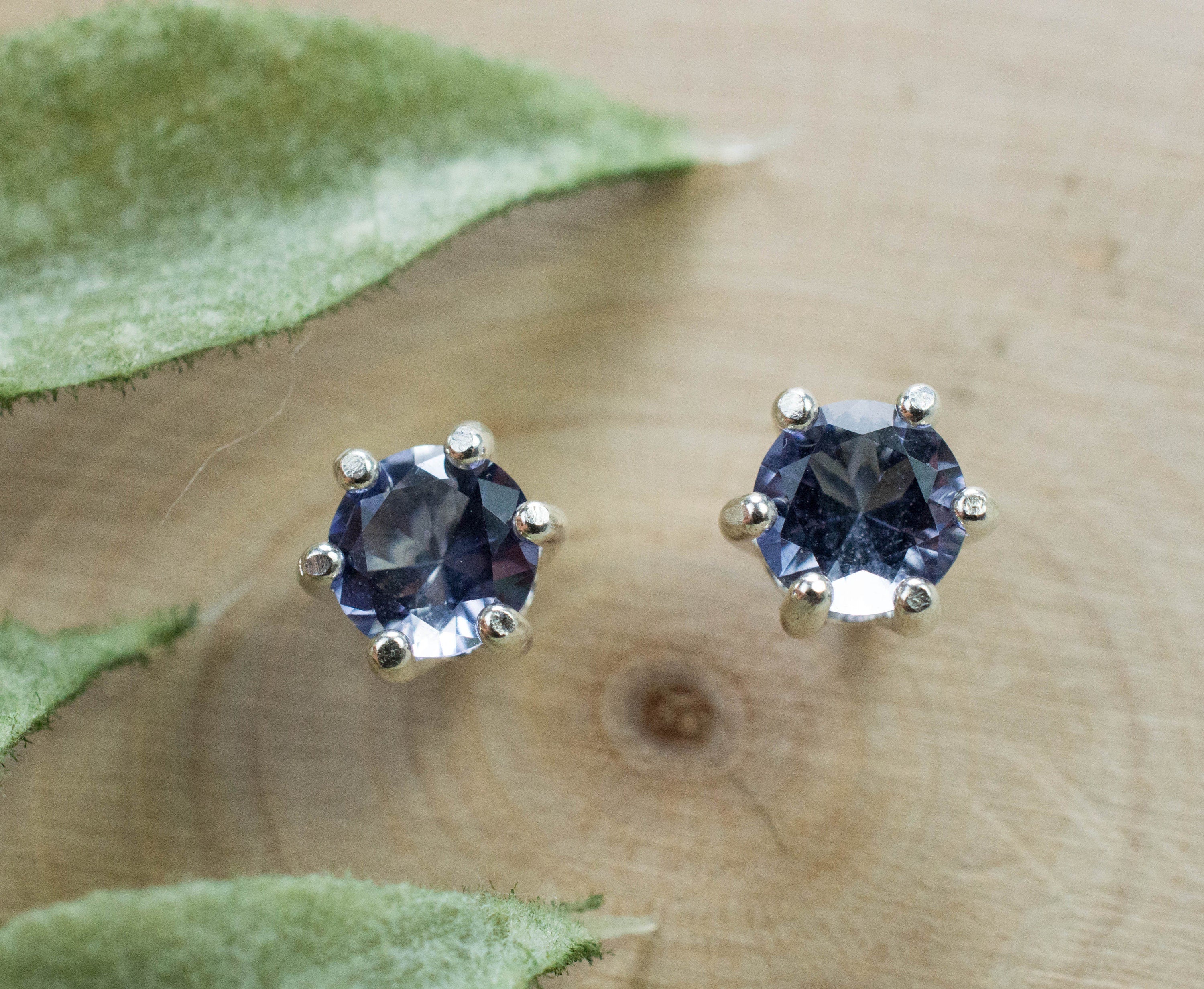 Iolite Earrings; Natural Untreated Madagascan Iolite; 0.735cts