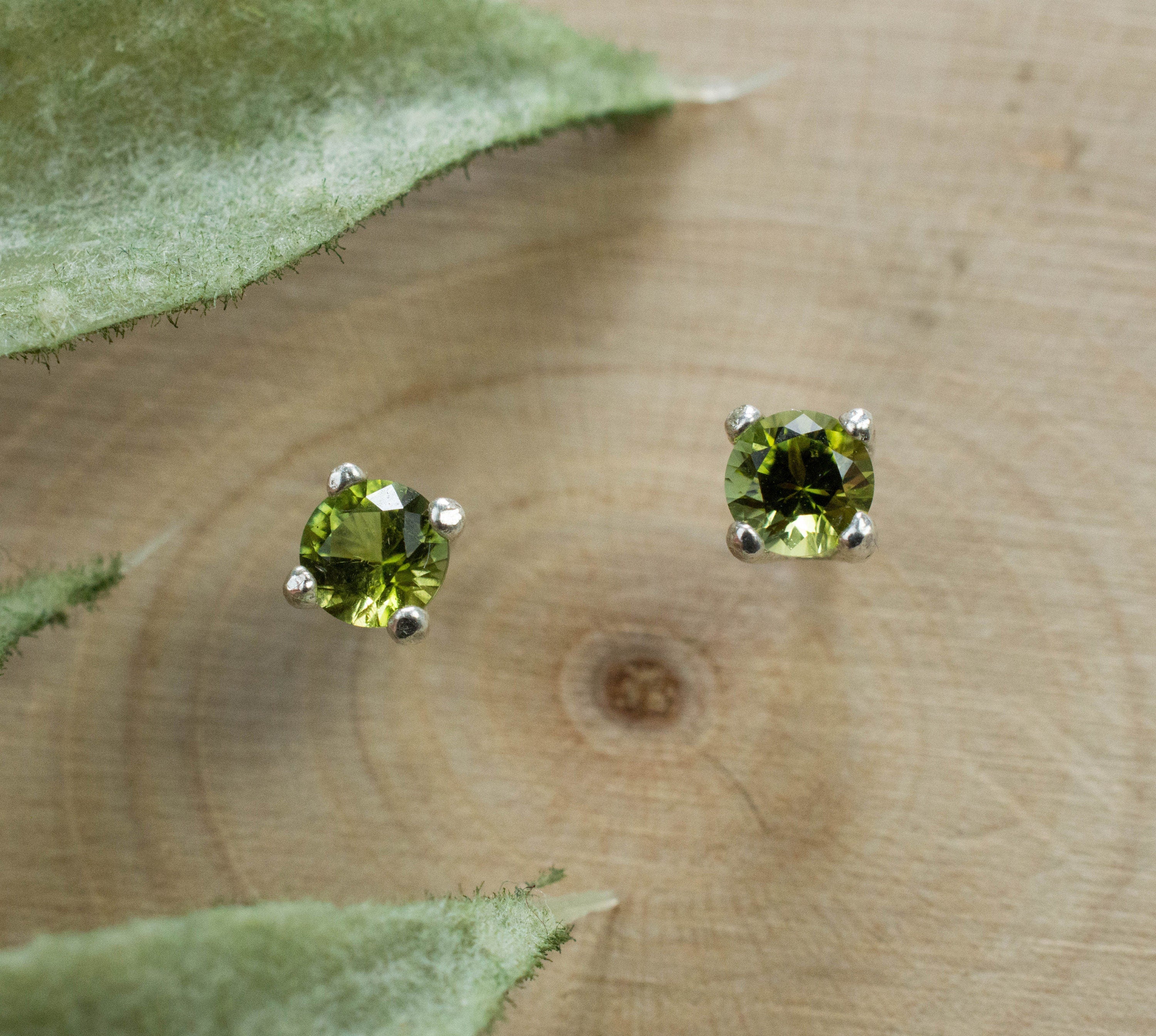 Green Tourmaline Earrings; Genuine Untreated Maine Tourmaline; 0.275cts