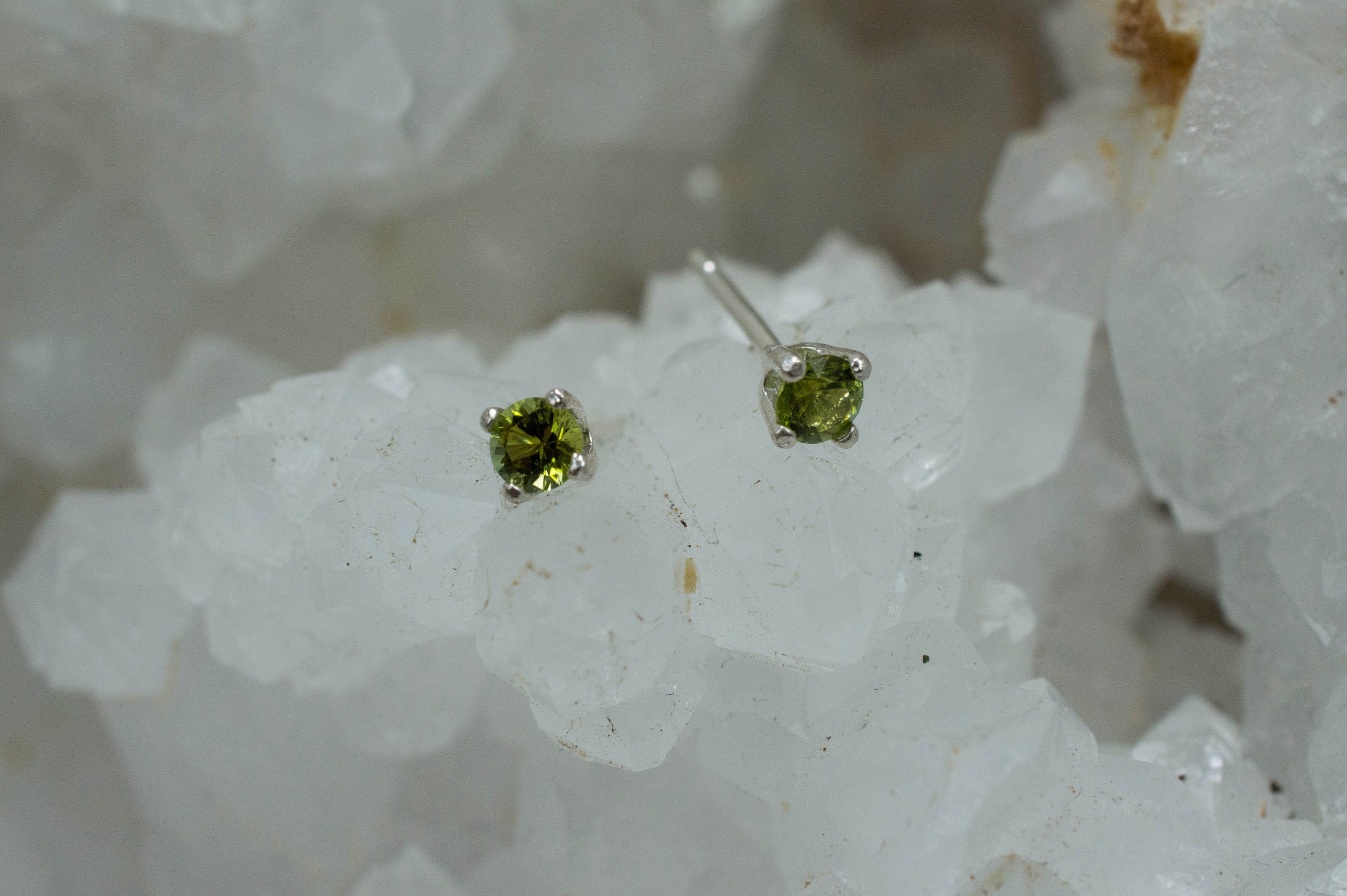 Green Tourmaline Earrings; Genuine Untreated Maine Tourmaline; 0.275cts