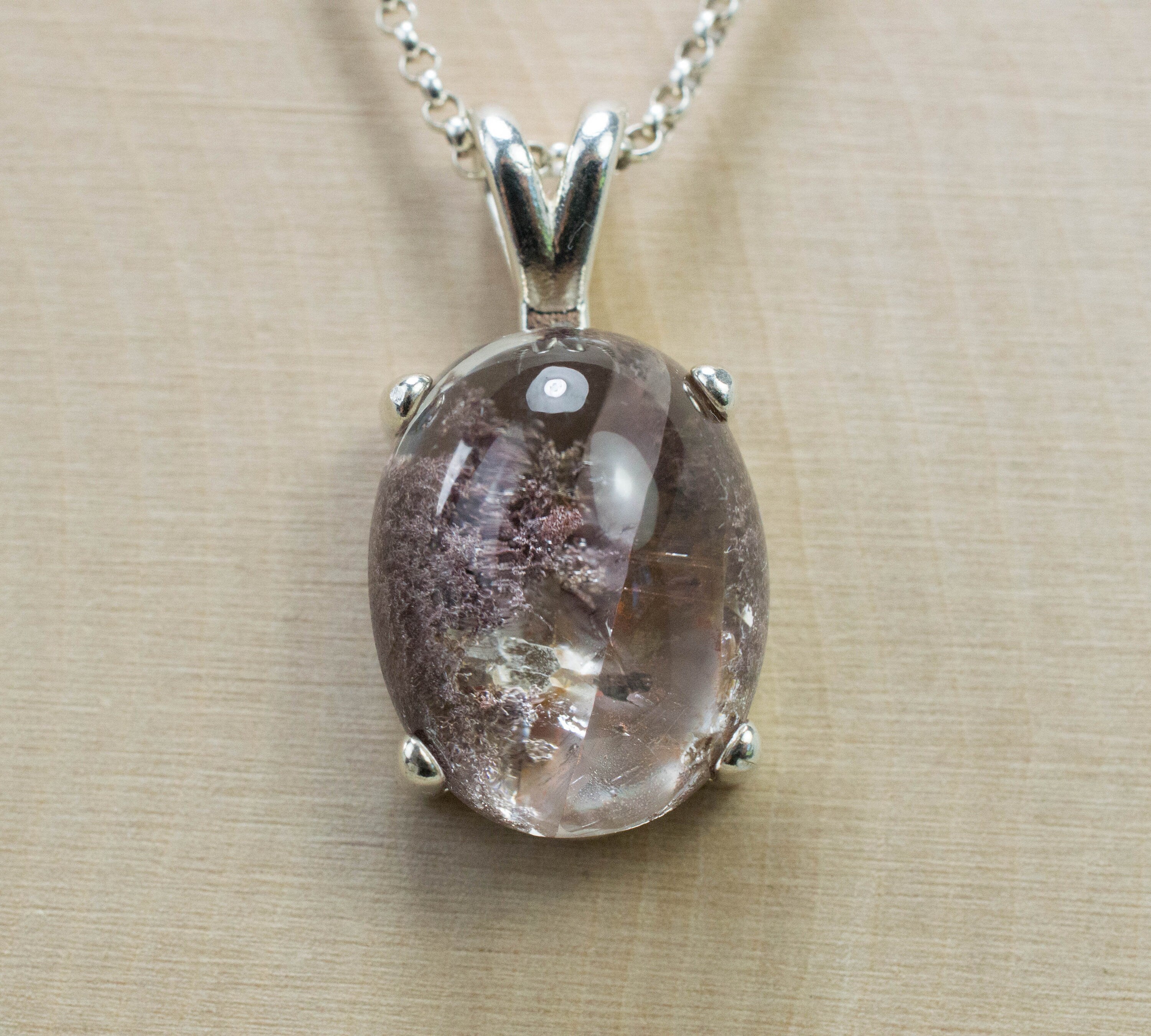 Reserved for Amy: Garden Quartz Pendant, Natural Untreated Brazil Lodolite Quartz; 14.255cts