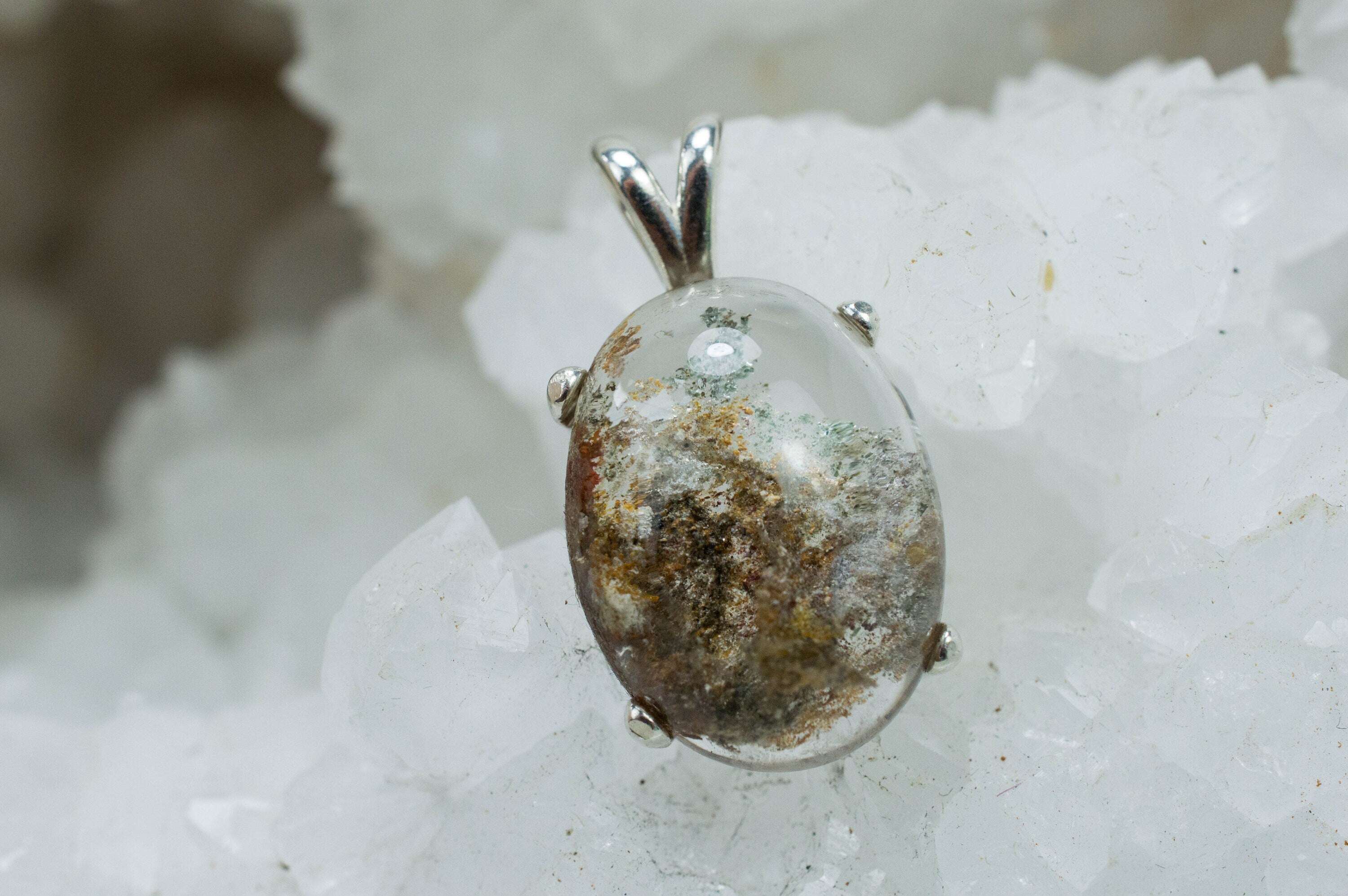 Garden Quartz Pendant, Natural Untreated Brazil Lodolite Quartz; 20.610cts