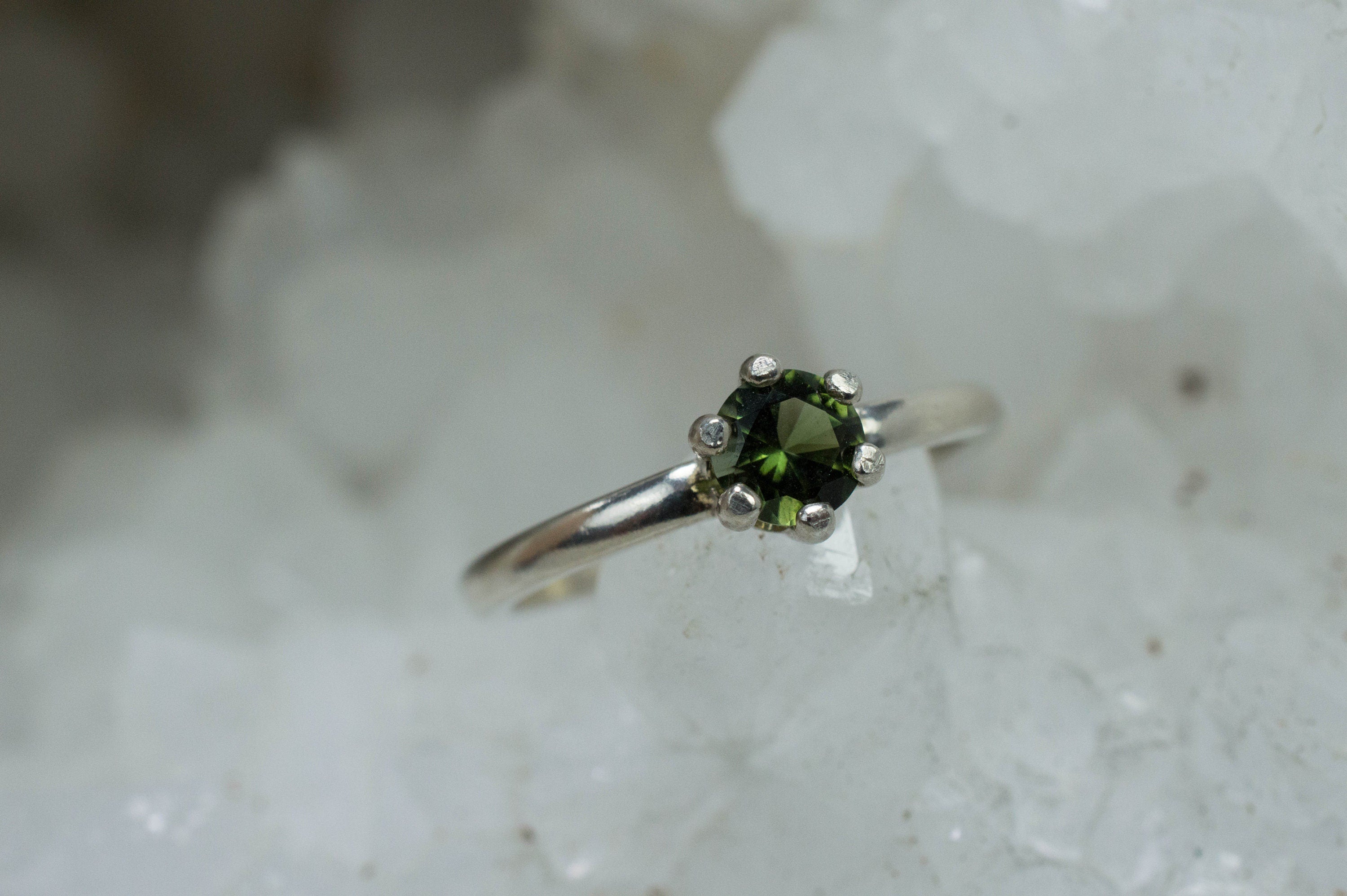 Green Tourmaline Ring; Genuine Untreated Brazil Tourmaline; 0.420cts