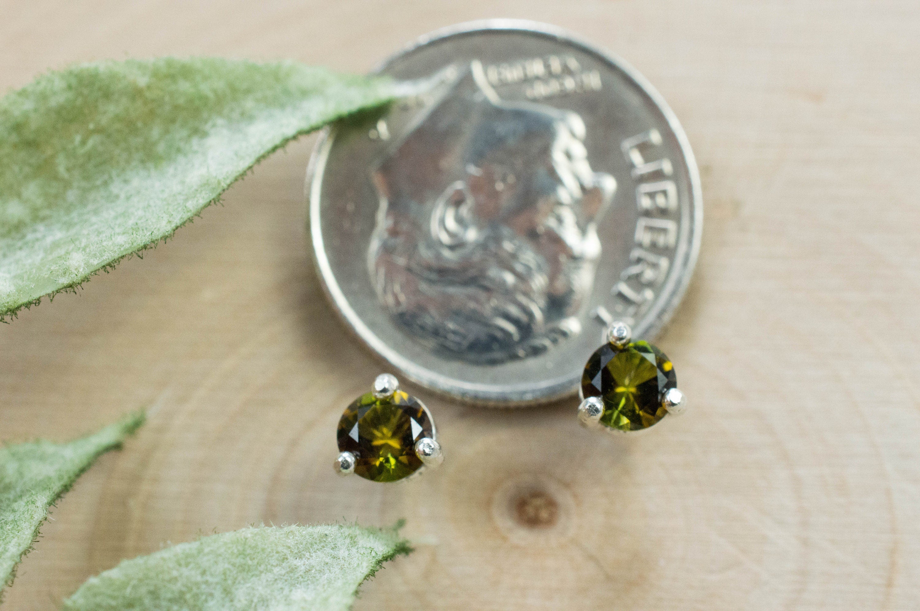 Tourmaline Earrings; Natural Untreated Brazil Dravite Tourmaline; 0.430cts