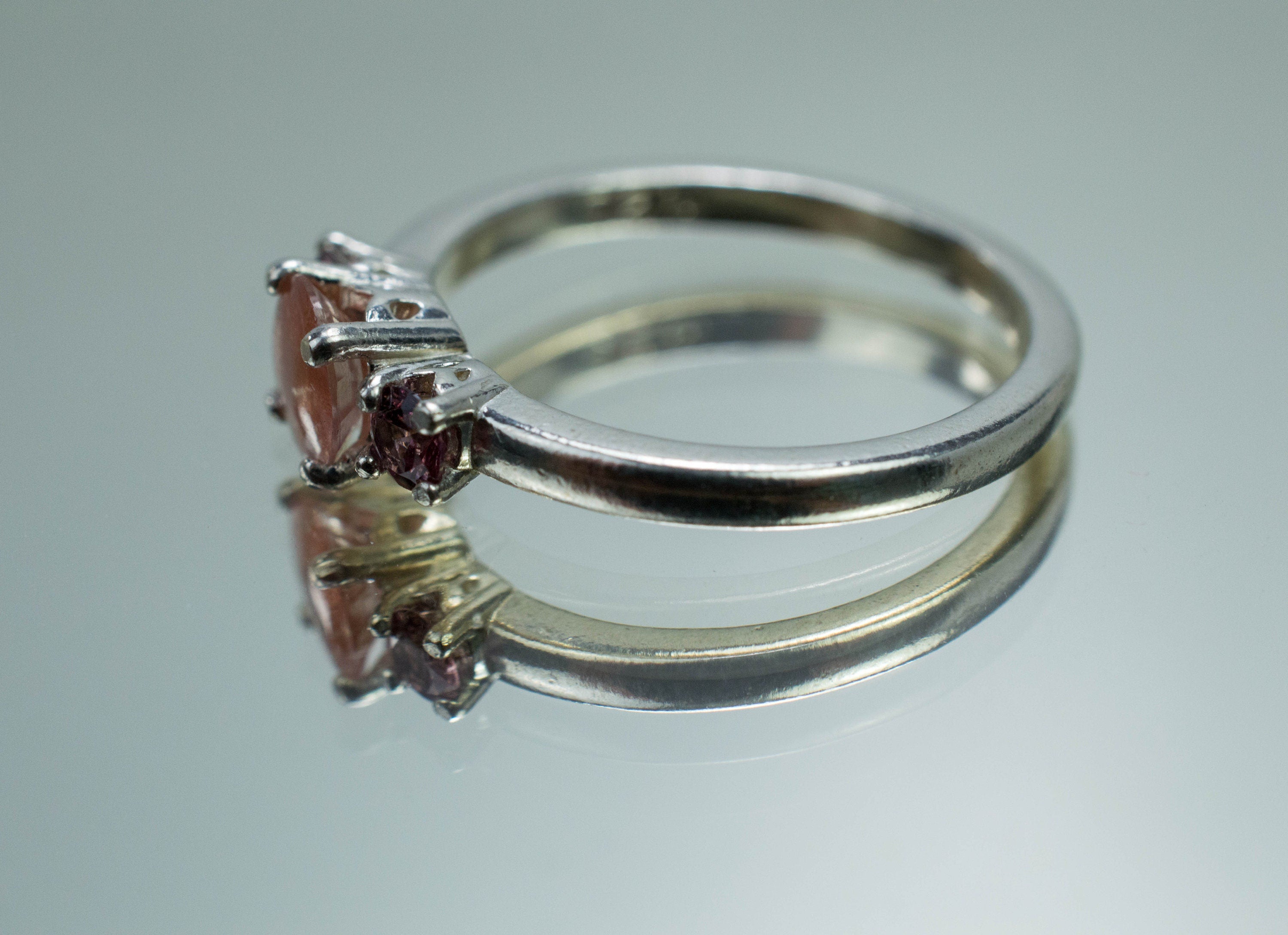 Oregon Sunstone and Cranverry Garnet Ring; Natural Untreated USA Sunstone; and Tanzania Garnet