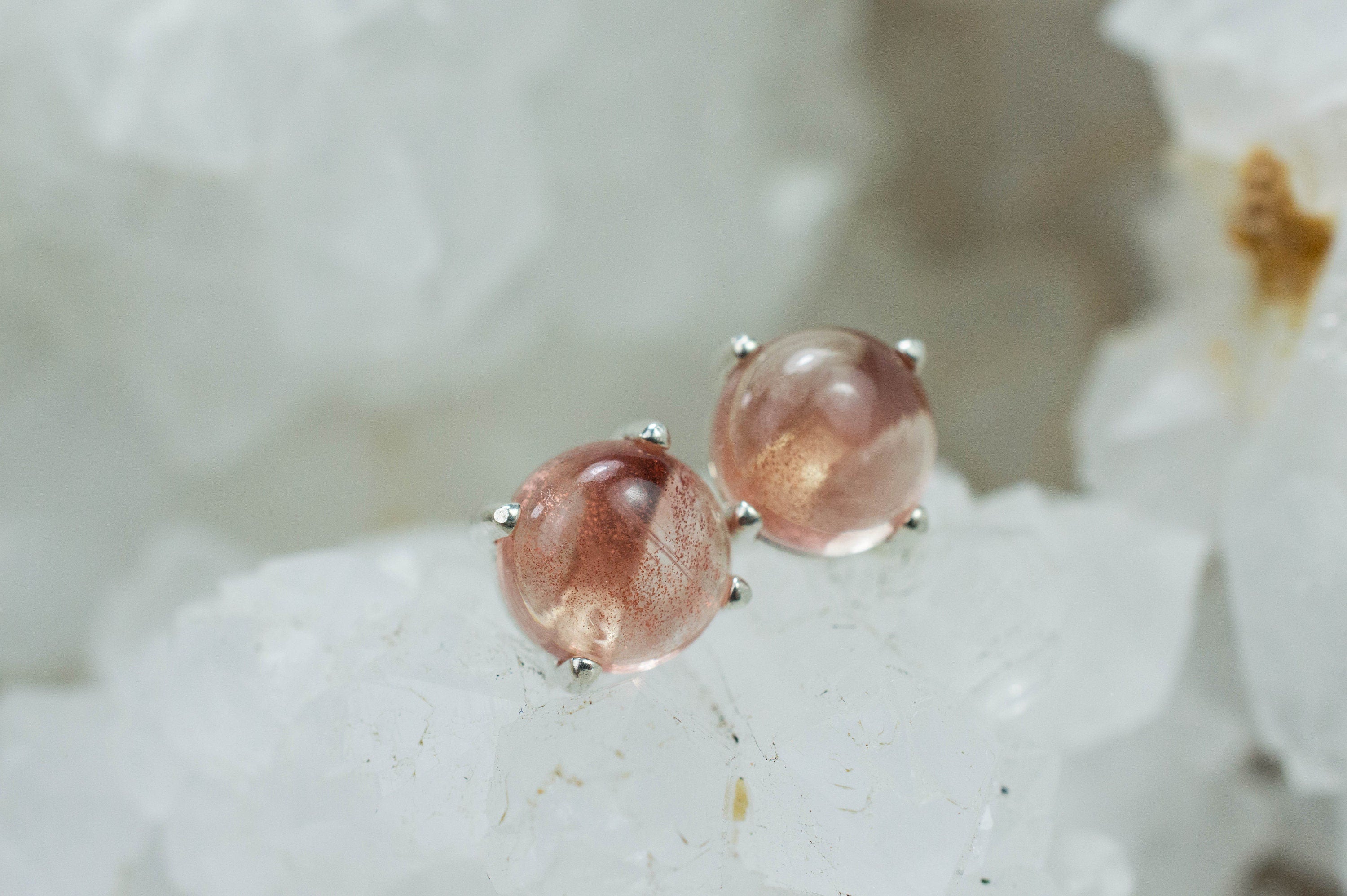 Oregon Sunstone Earrings; Natural Untreated USA Sunstone; 3.050cts