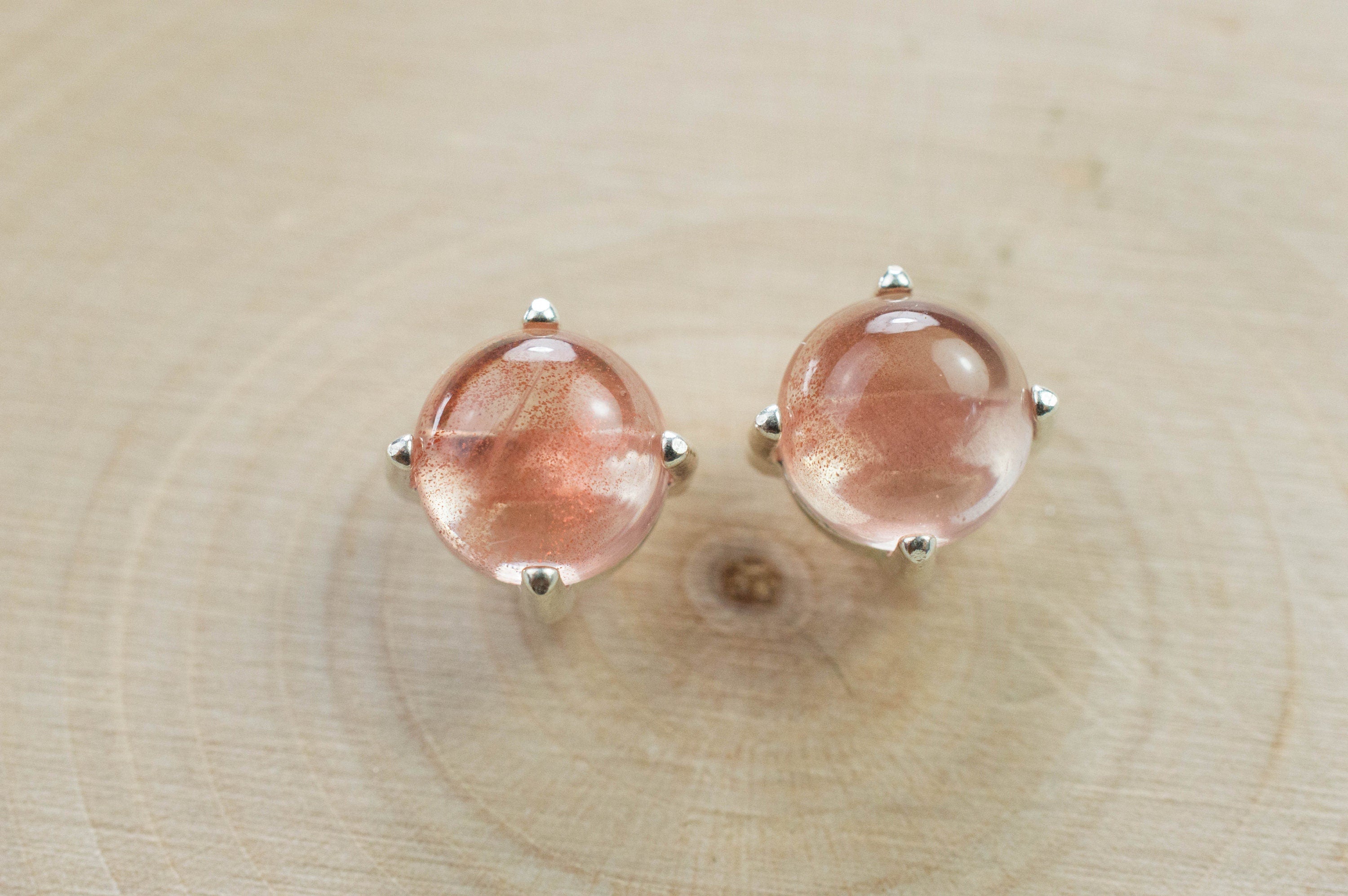 Oregon Sunstone Earrings; Natural Untreated USA Sunstone; 3.050cts