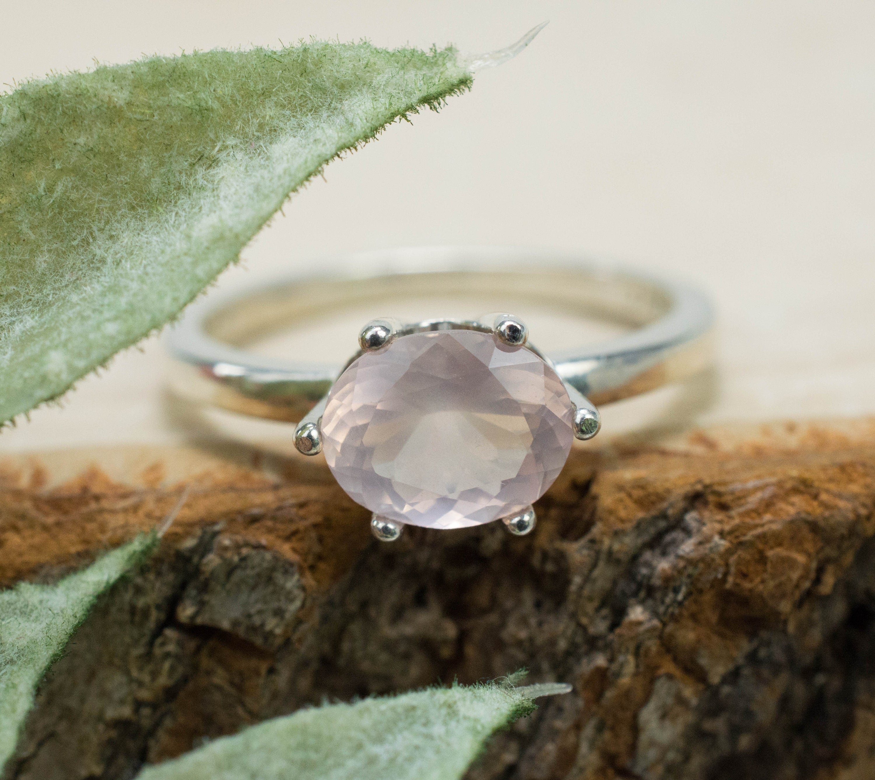 Rose Quartz Ring; Natural Untreated Brazil Quartz; 1.215cts