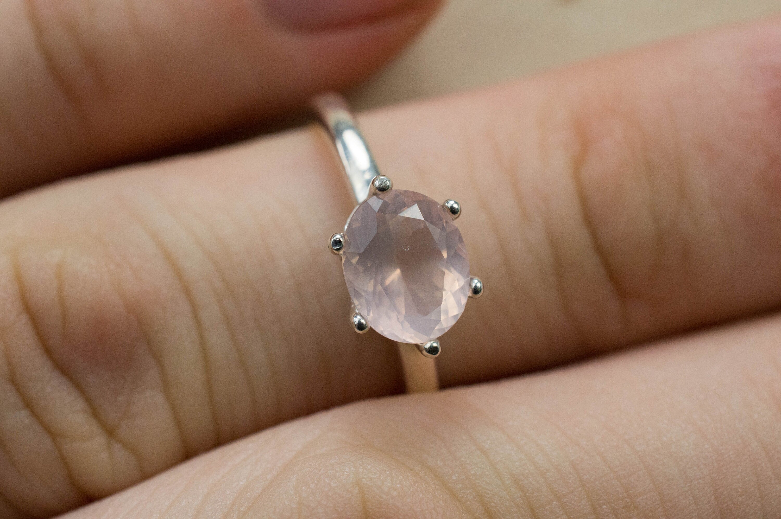 Rose Quartz Ring; Natural Untreated Brazil Quartz; 1.215cts