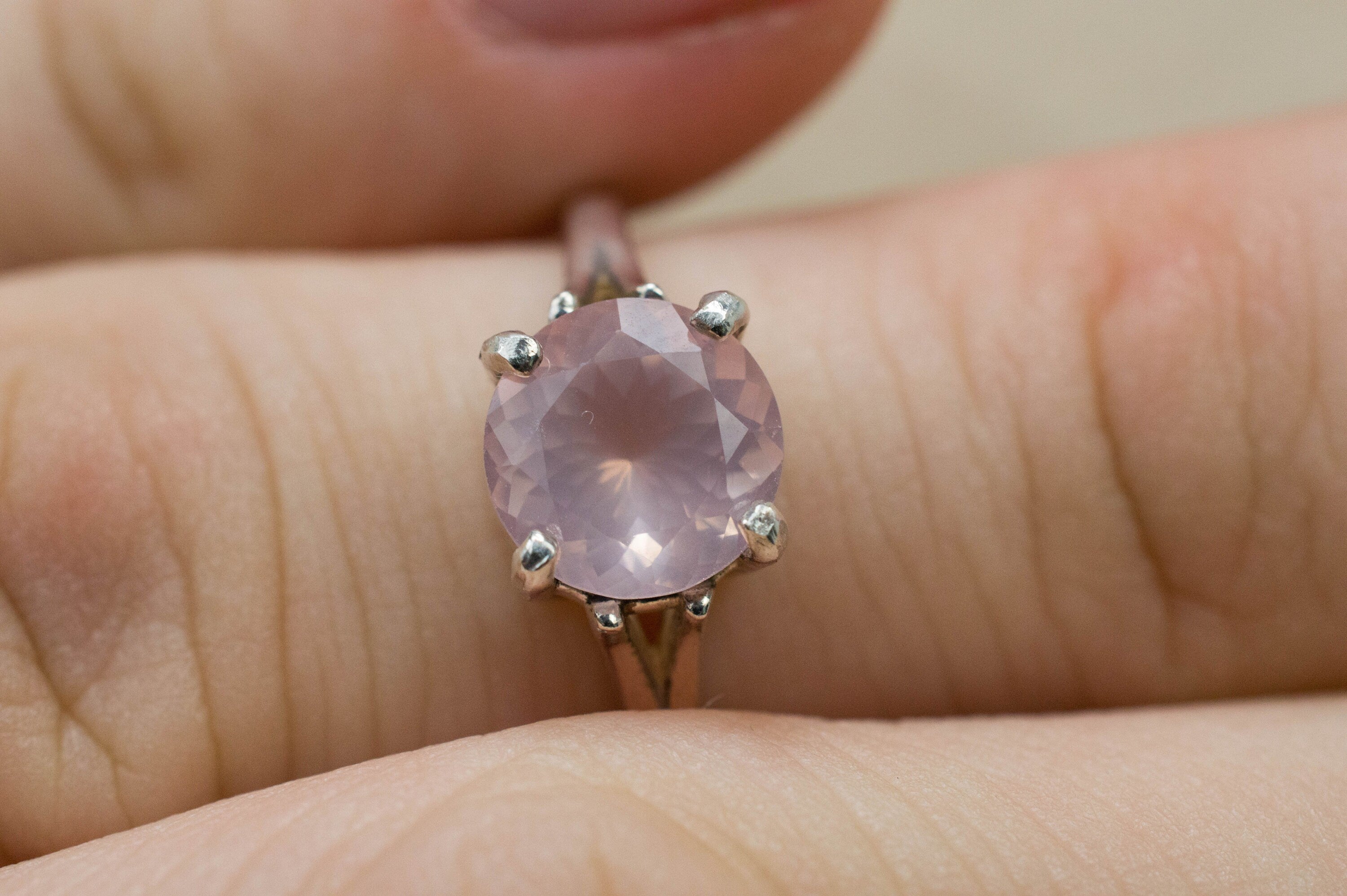 Rose Quartz Ring; Natural Untreated Brazil Quartz; 1.405cts