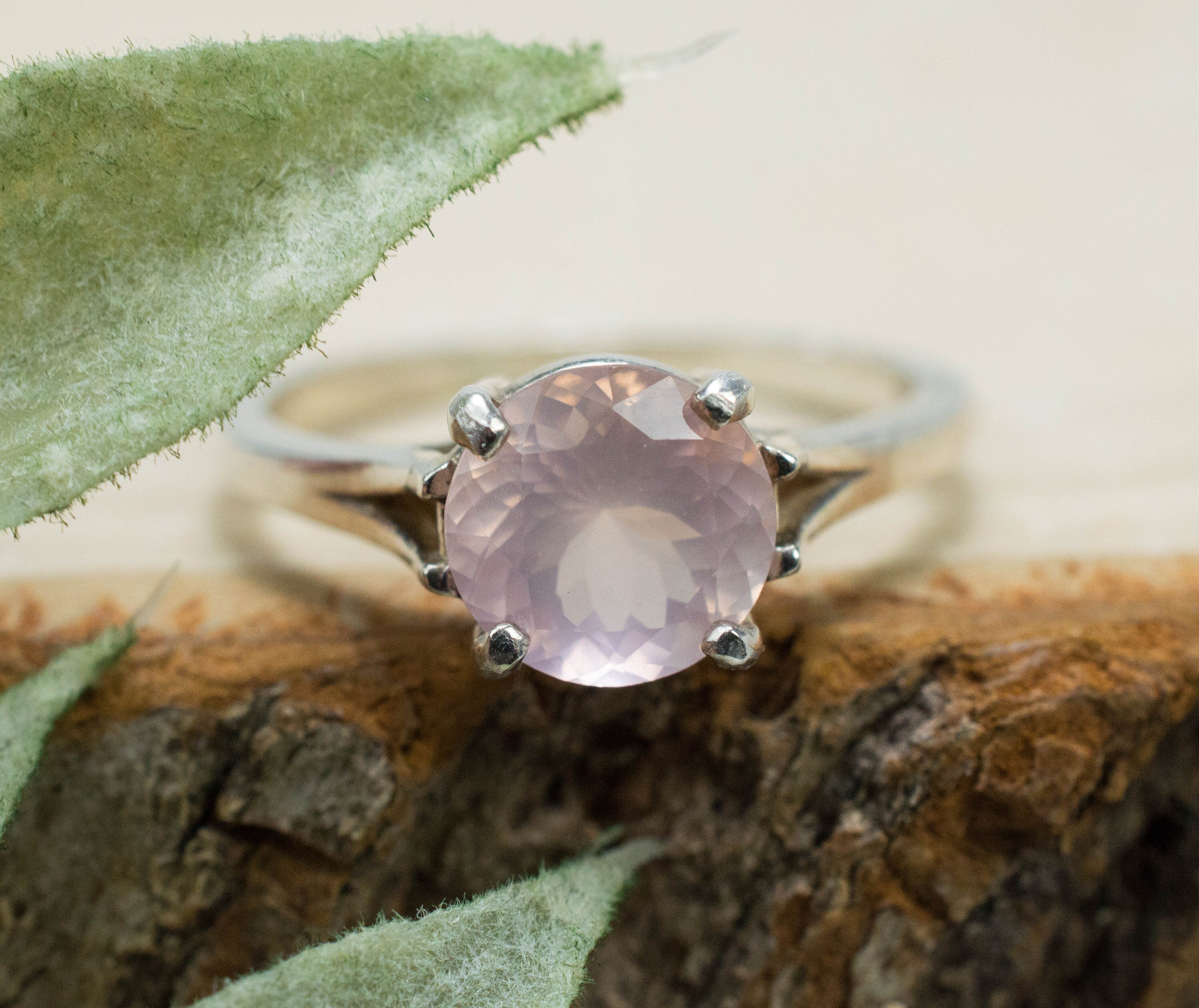 Rose Quartz Ring; Natural Untreated Brazil Quartz; 1.405cts