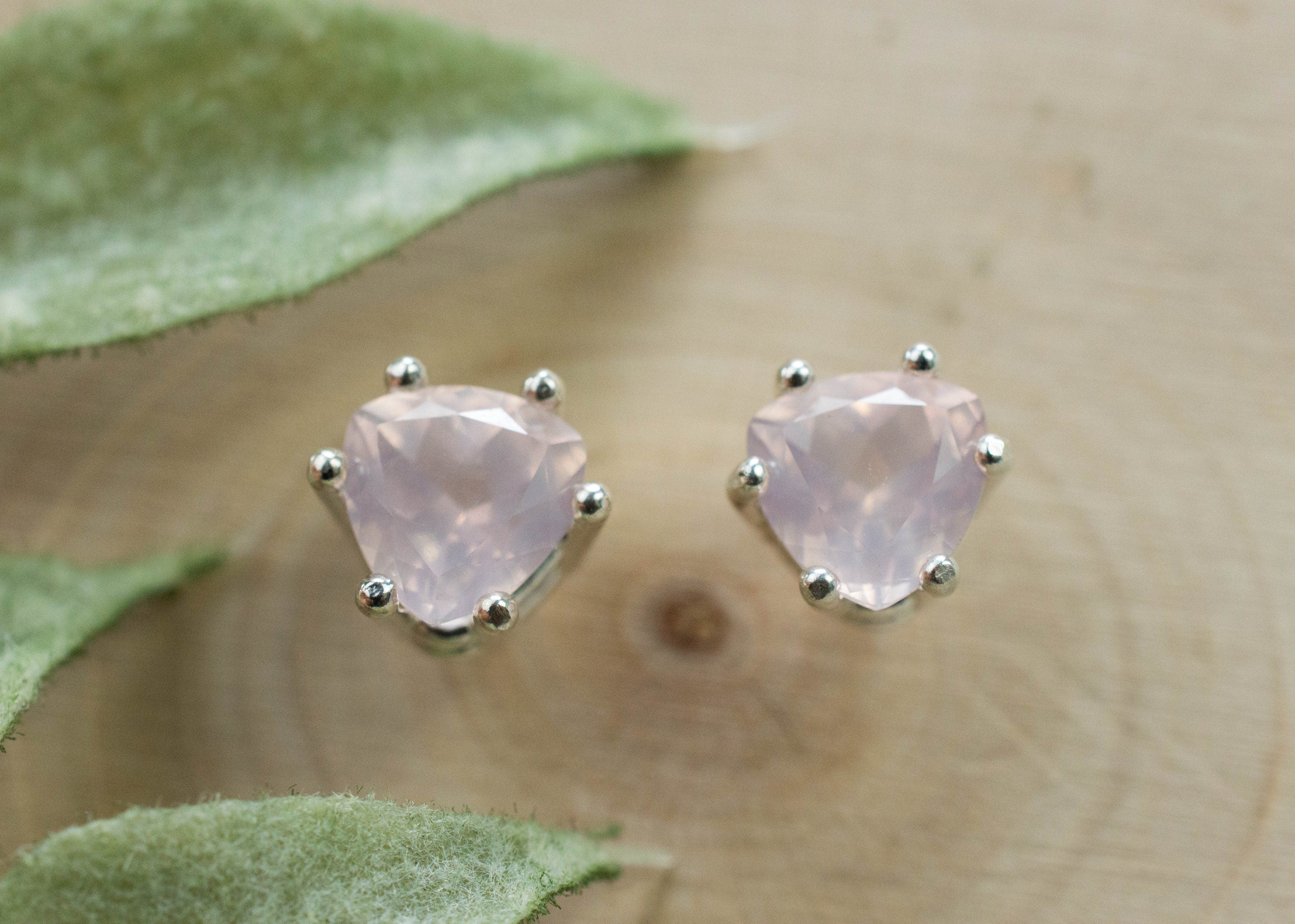 Rose Quartz Earrings; Natural Untreated Brazil Rose Quartz; 1.455cts