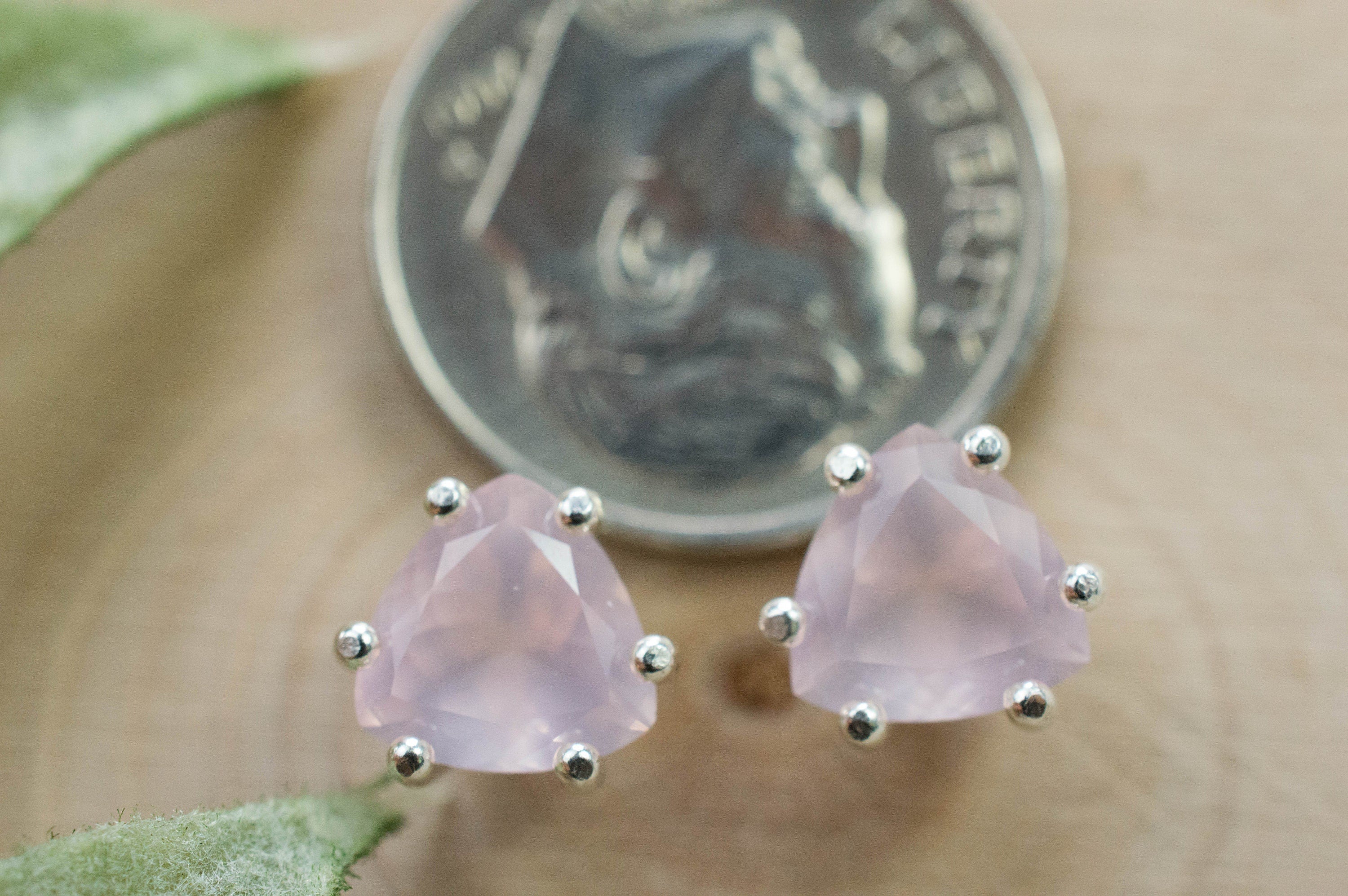 Rose Quartz Earrings; Natural Untreated Brazil Rose Quartz; 1.960cts