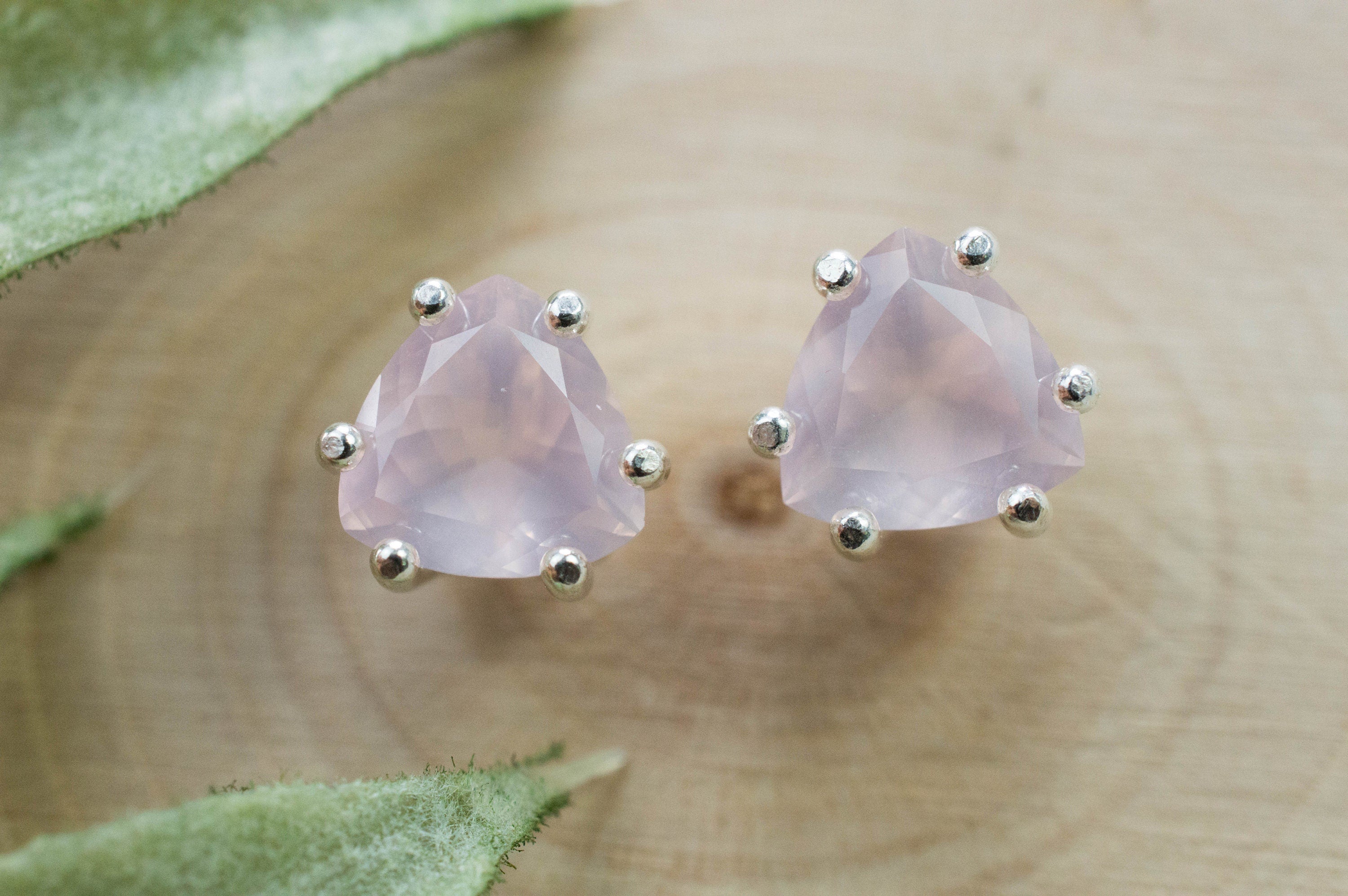 Rose Quartz Earrings; Natural Untreated Brazil Rose Quartz; 1.960cts