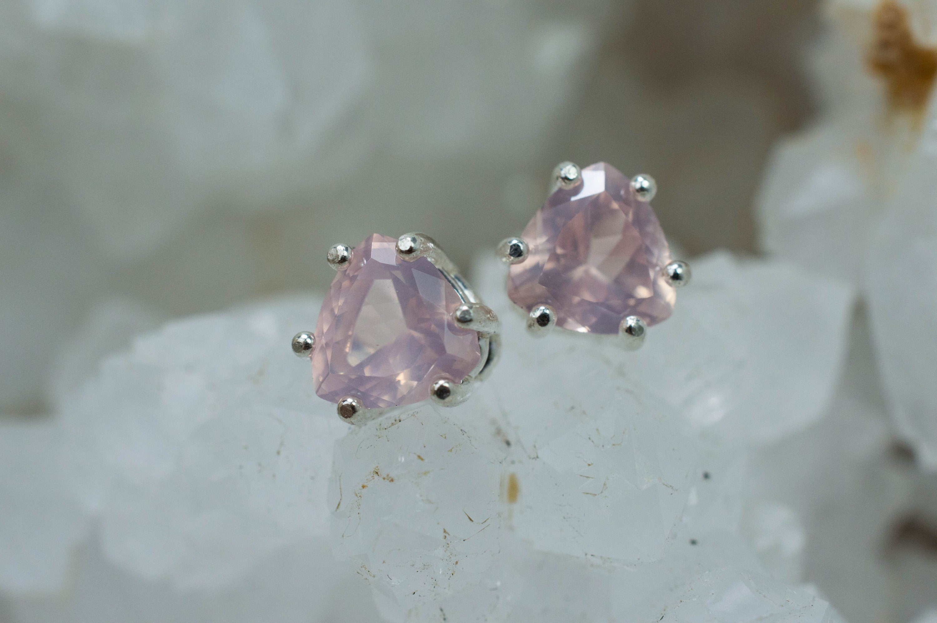 Rose Quartz Earrings; Natural Untreated Brazil Rose Quartz; 2.005cts