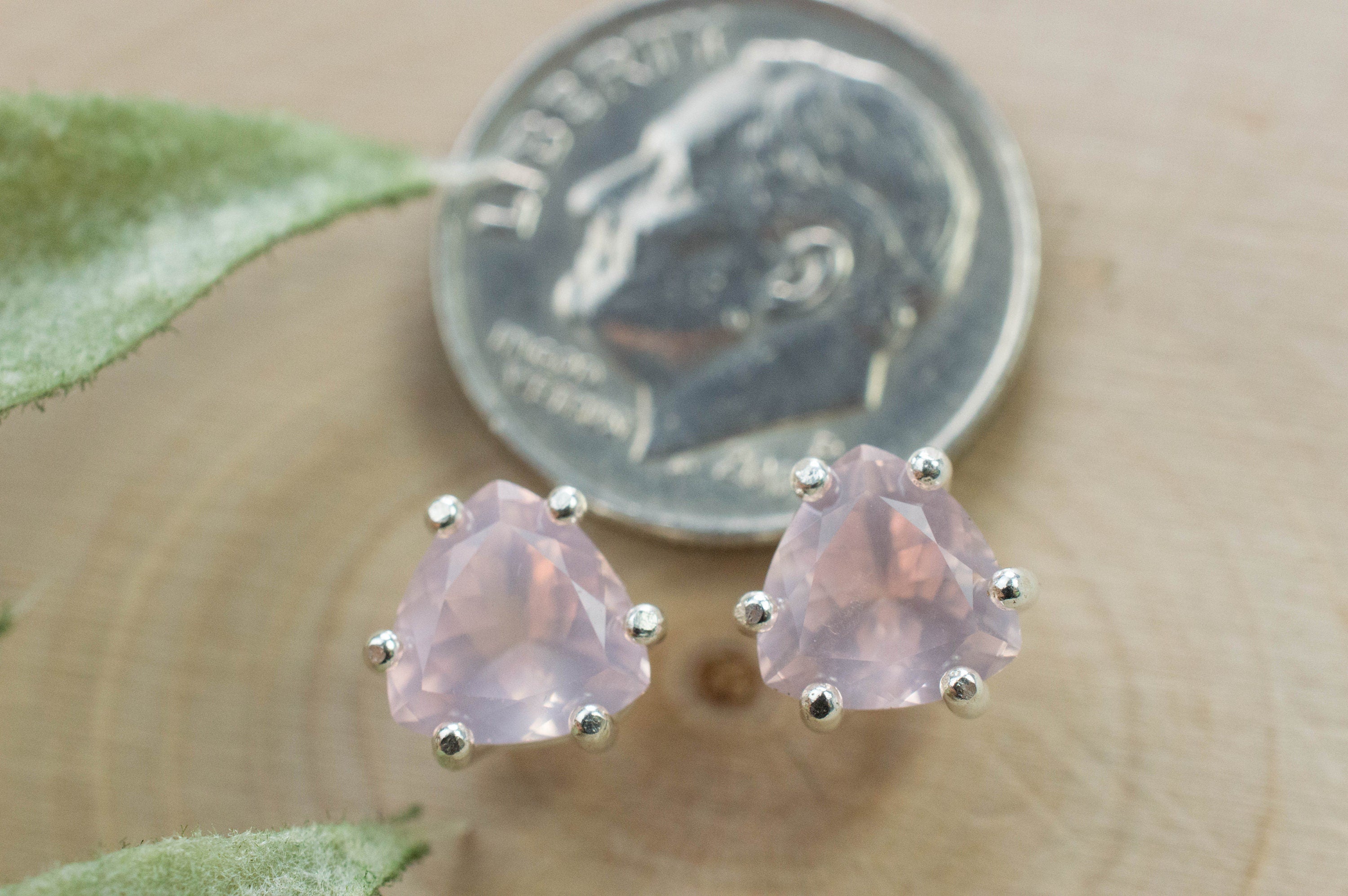 Rose Quartz Earrings; Natural Untreated Brazil Rose Quartz; 2.005cts