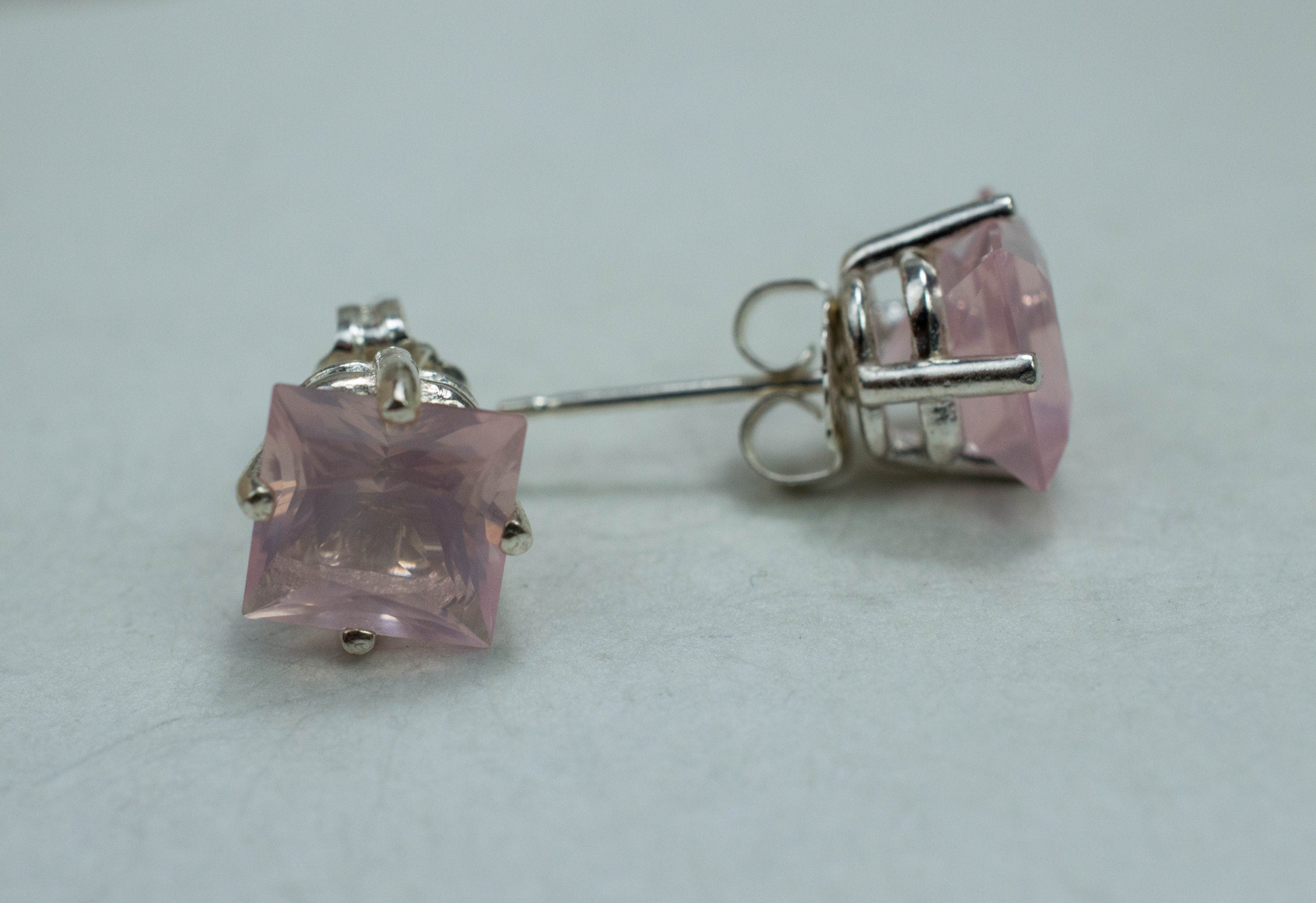 Rose Quartz Earrings; Natural Untreated Brazil Rose Quartz; 3.735cts