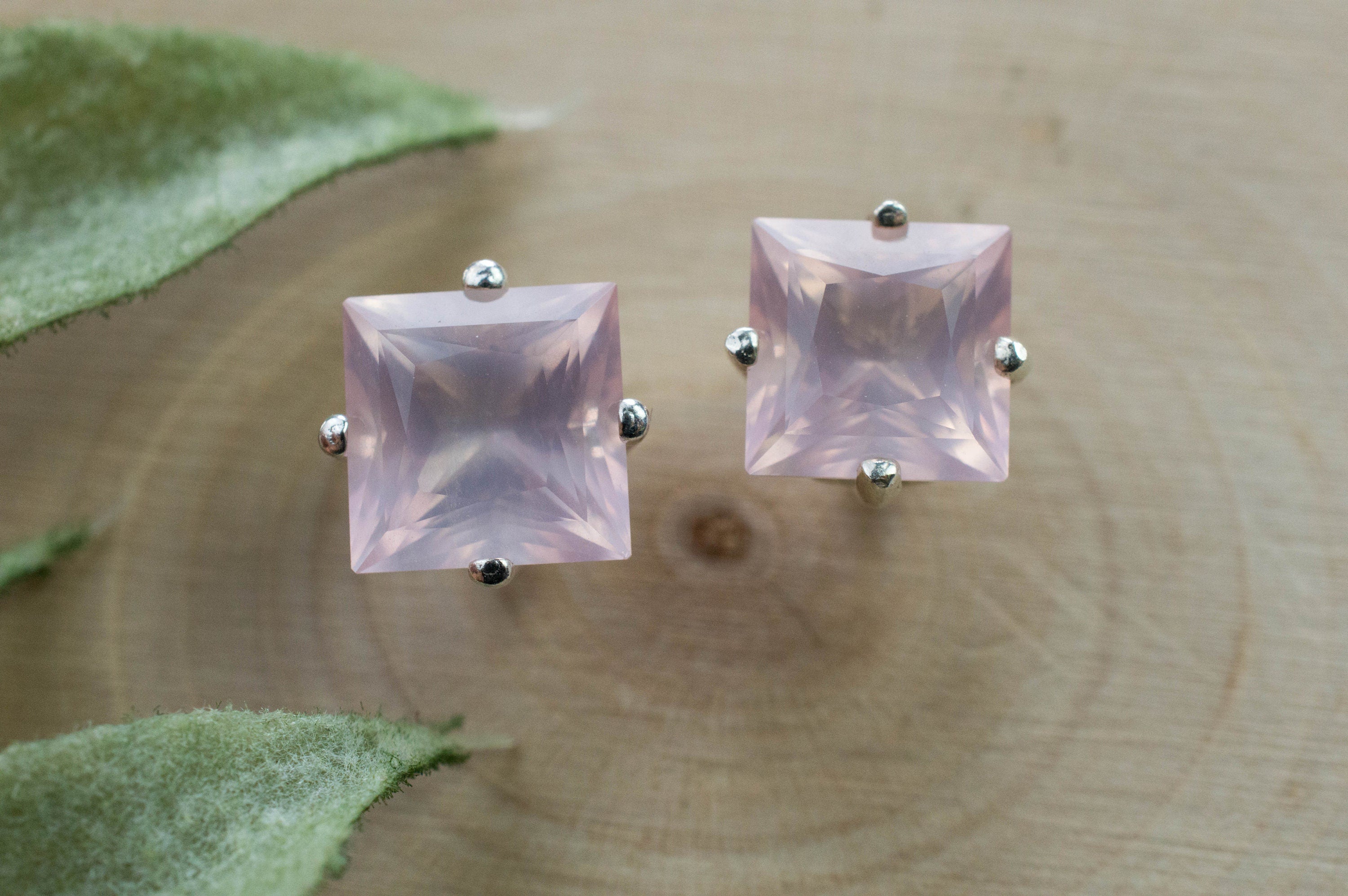 Rose Quartz Earrings; Natural Untreated Brazil Rose Quartz; 3.735cts