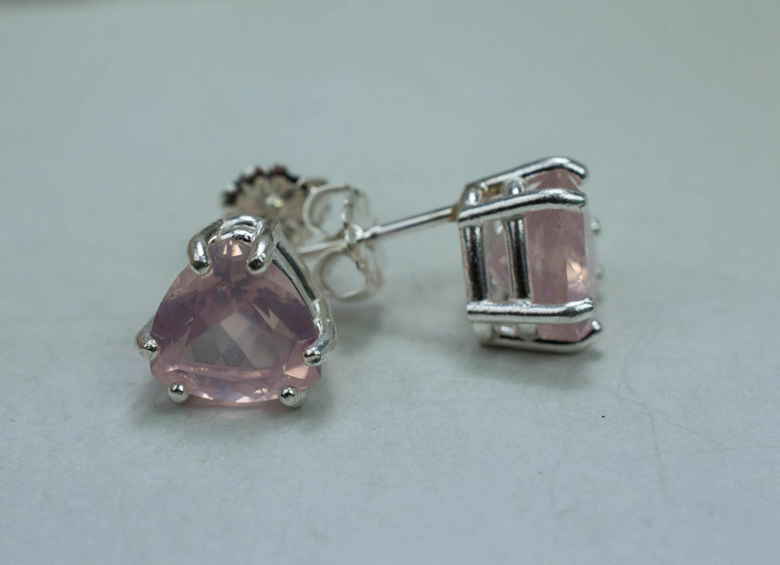 Rose Quartz Earrings; Natural Untreated Brazil Rose Quartz; 4.325cts