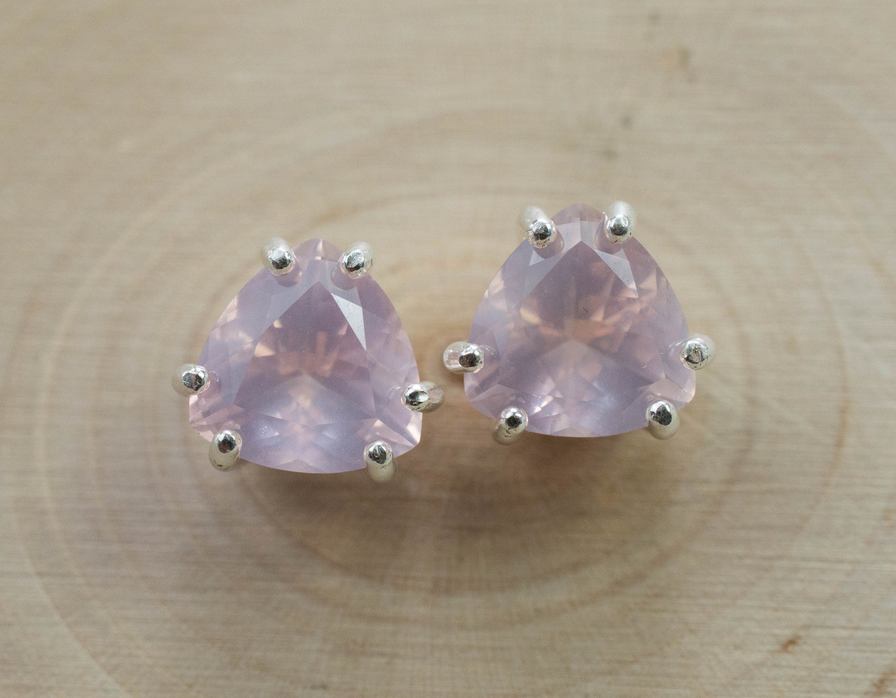 Rose Quartz Earrings; Natural Untreated Brazil Rose Quartz; 4.325cts