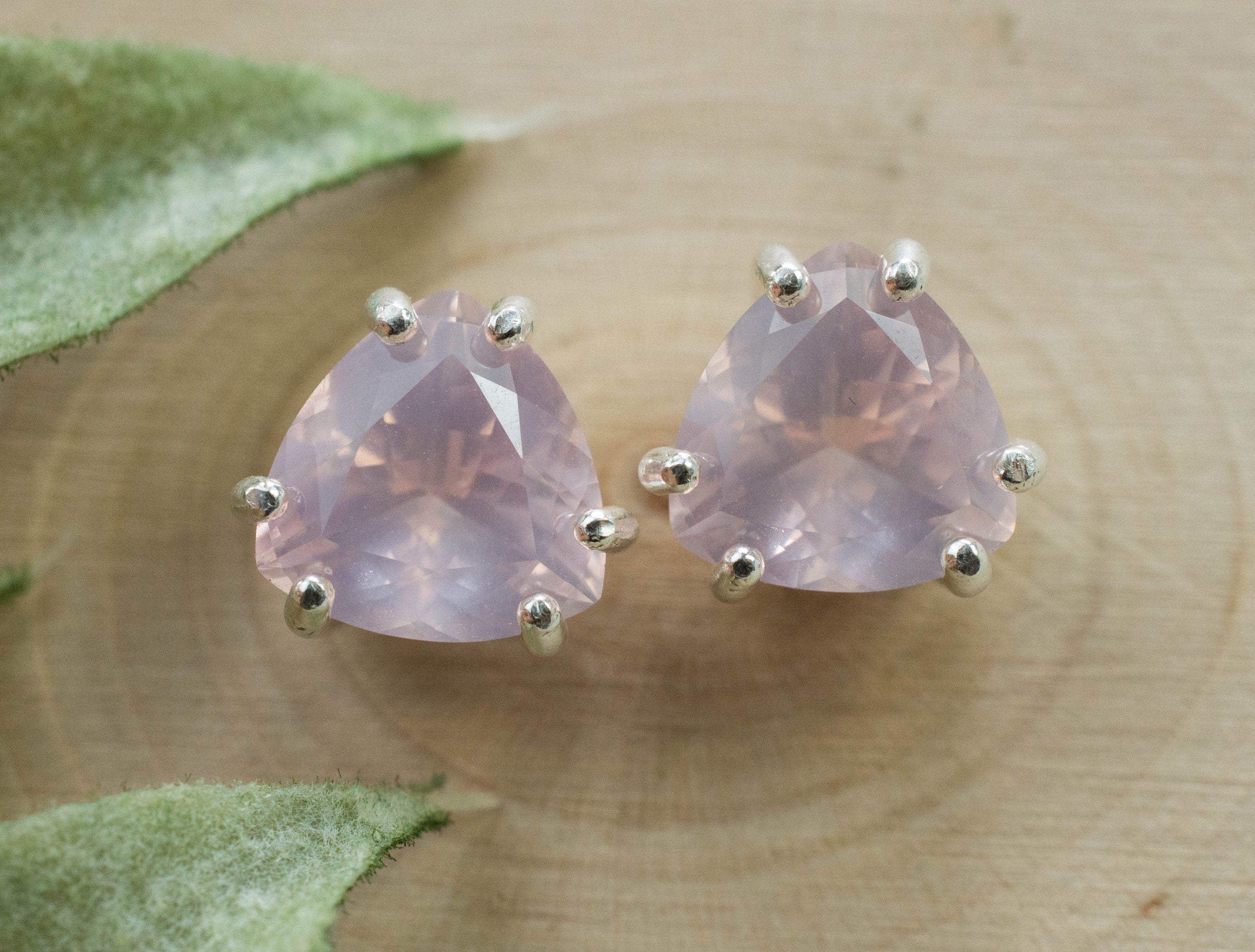 Rose Quartz Earrings; Natural Untreated Brazil Rose Quartz; 4.325cts