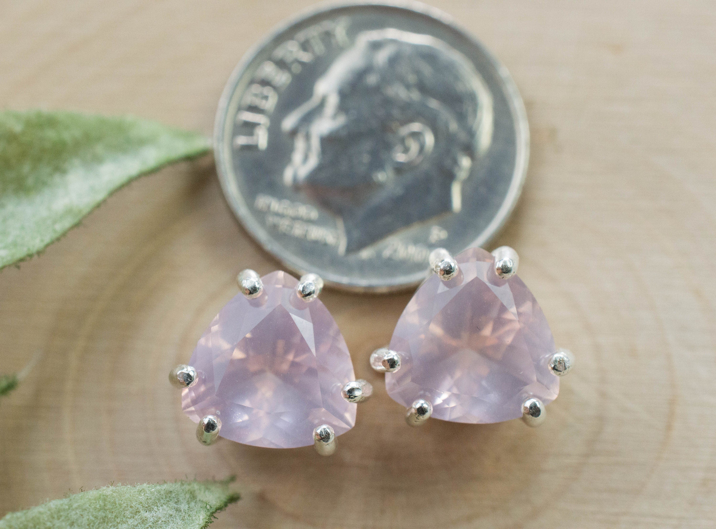 Rose Quartz Earrings; Natural Untreated Brazil Rose Quartz; 4.325cts