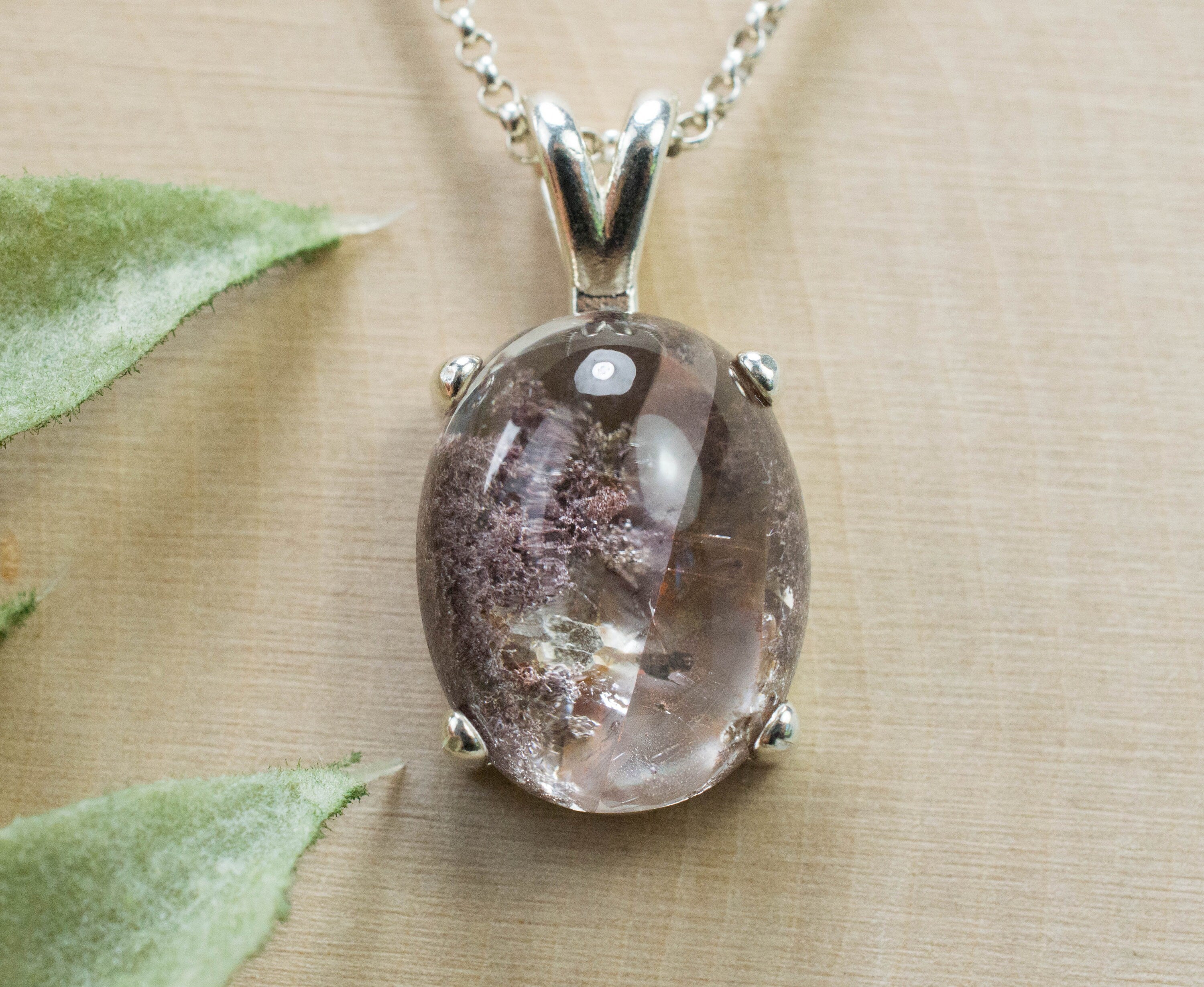 Reserved for Amy: Garden Quartz Pendant, Natural Untreated Brazil Lodolite Quartz; 14.255cts