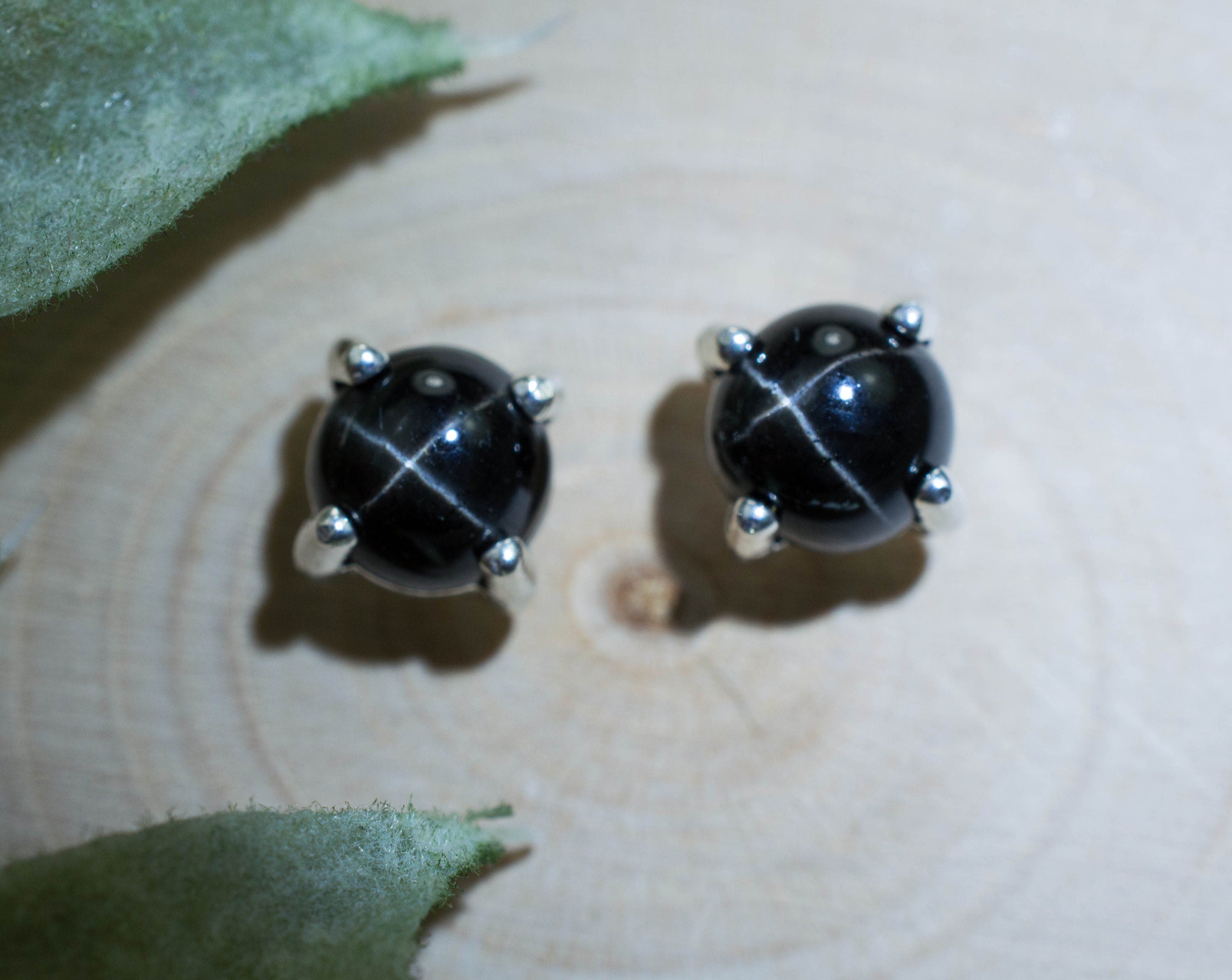 Star Diopside Earrings; Natural Untreated India Diopside; 1.990cts