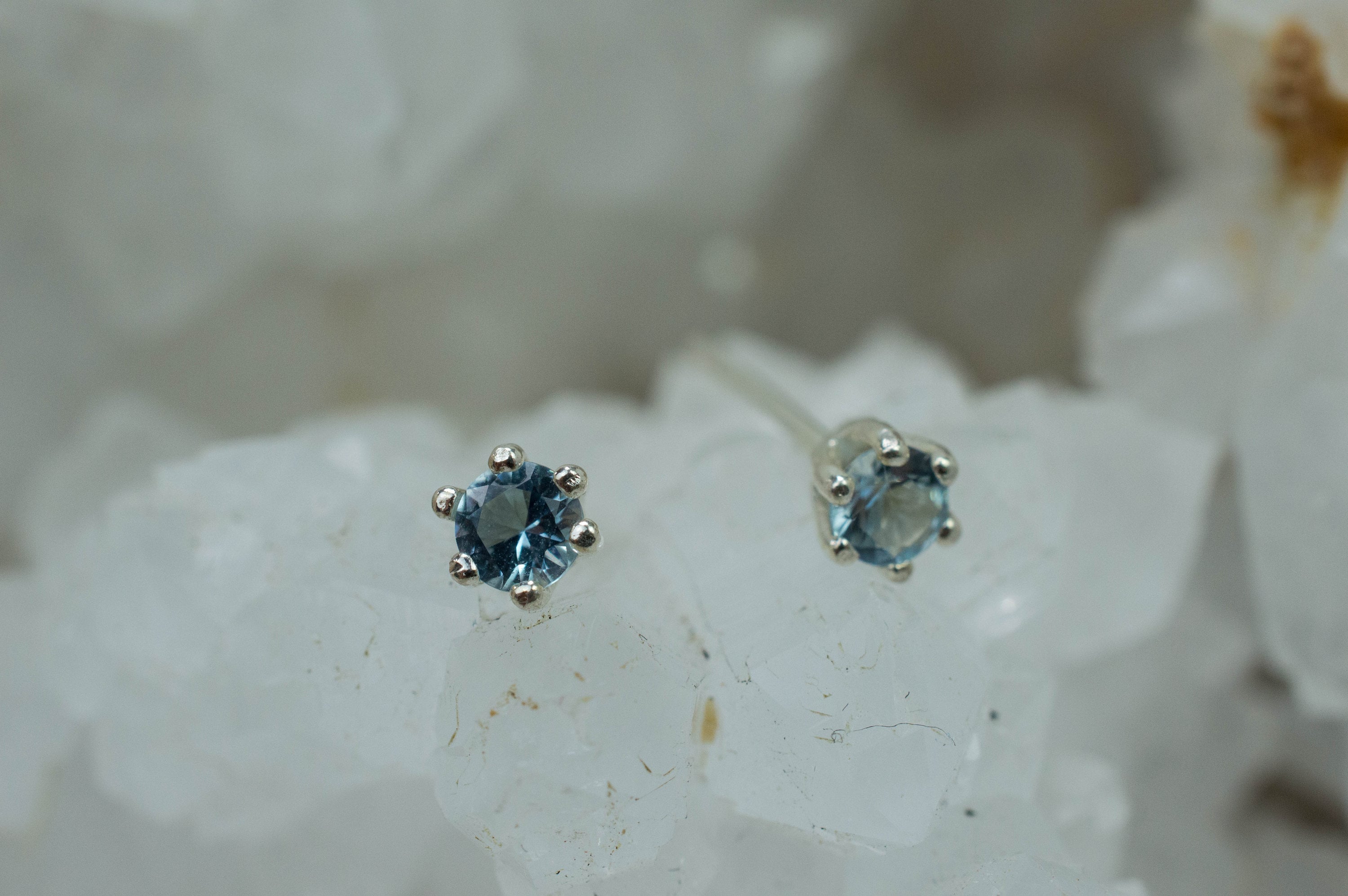 Aquamarine Earrings; Genuine Untreated Madagascar Aquamarine; 0.435cts