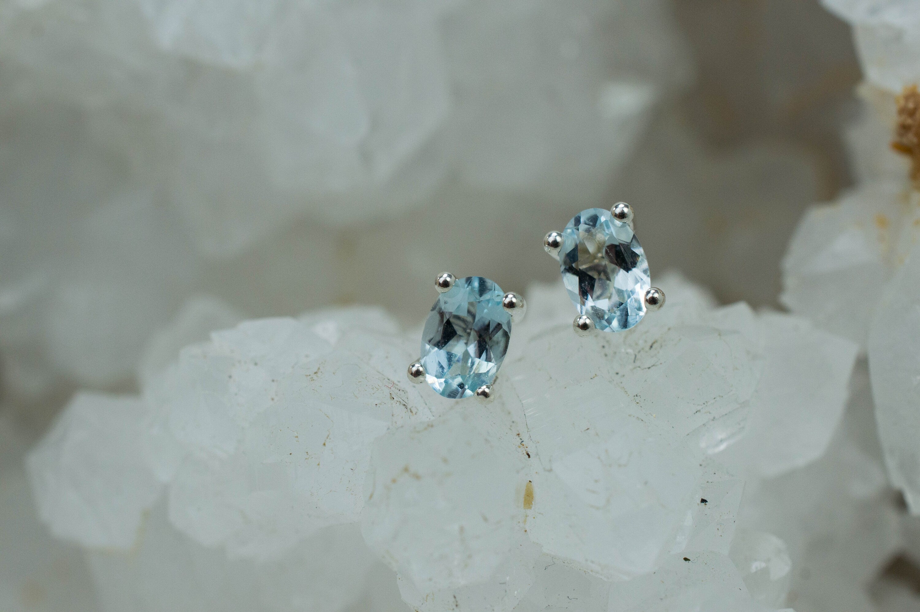 Aquamarine Earrings; Natural Untreated Brazilian Aquamarine; 0.725cts