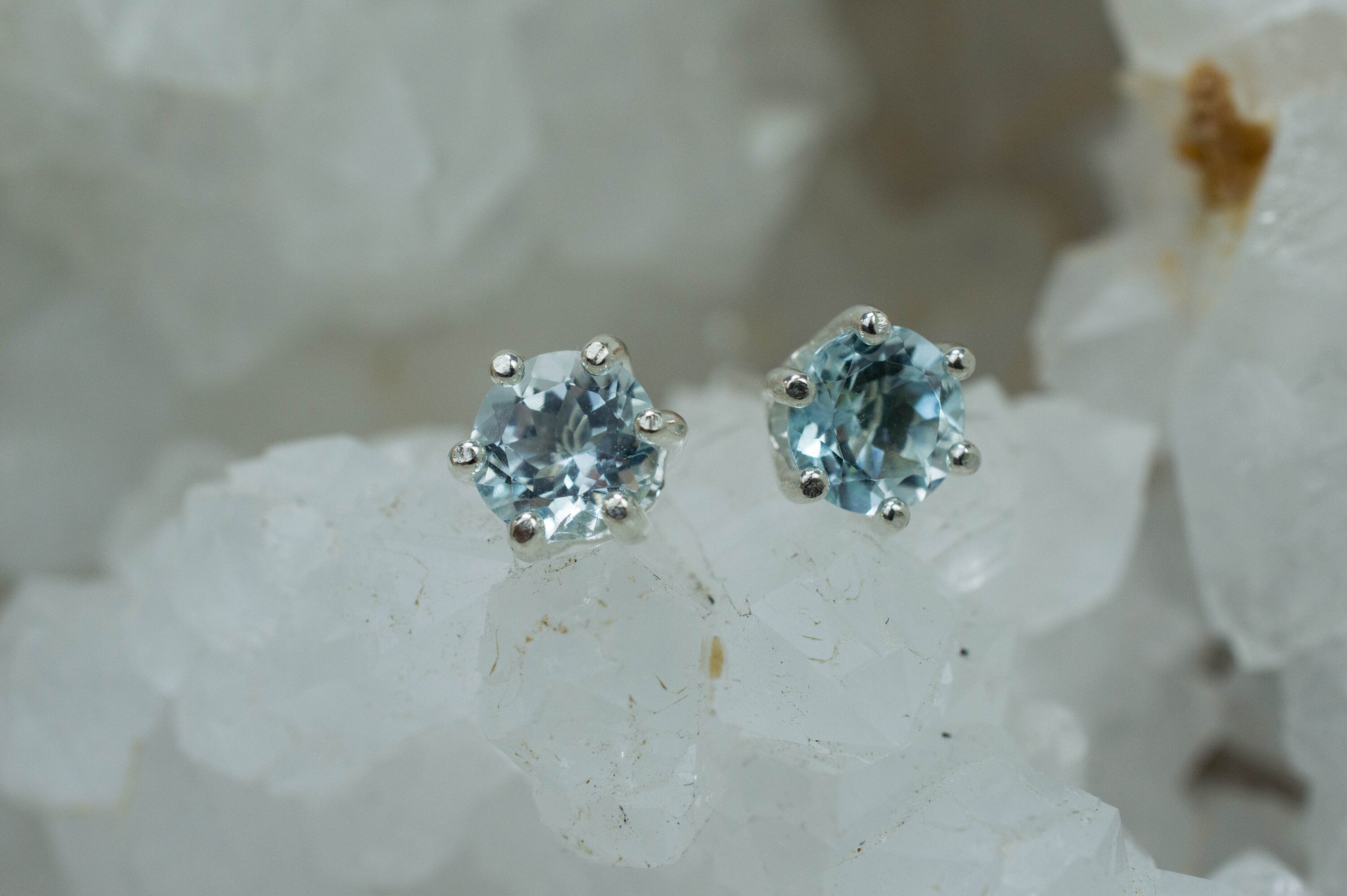 Aquamarine Earrings; Natural Untreated Brazil Aquamarine; 1.450cts