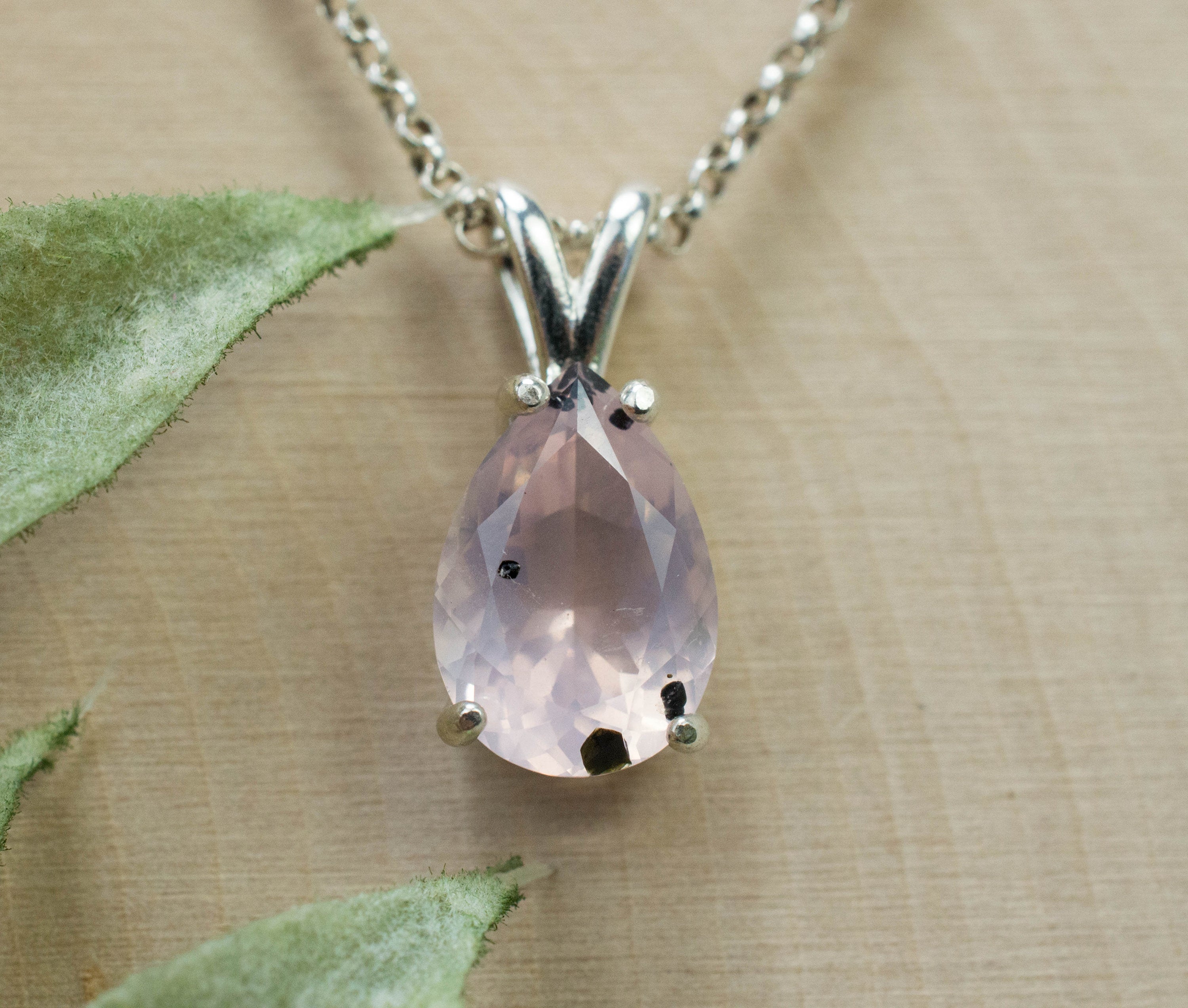 Rose Quartz Pendant; Natural Untreated Tanzania Diopside Included Rose Quartz; 2.675cts