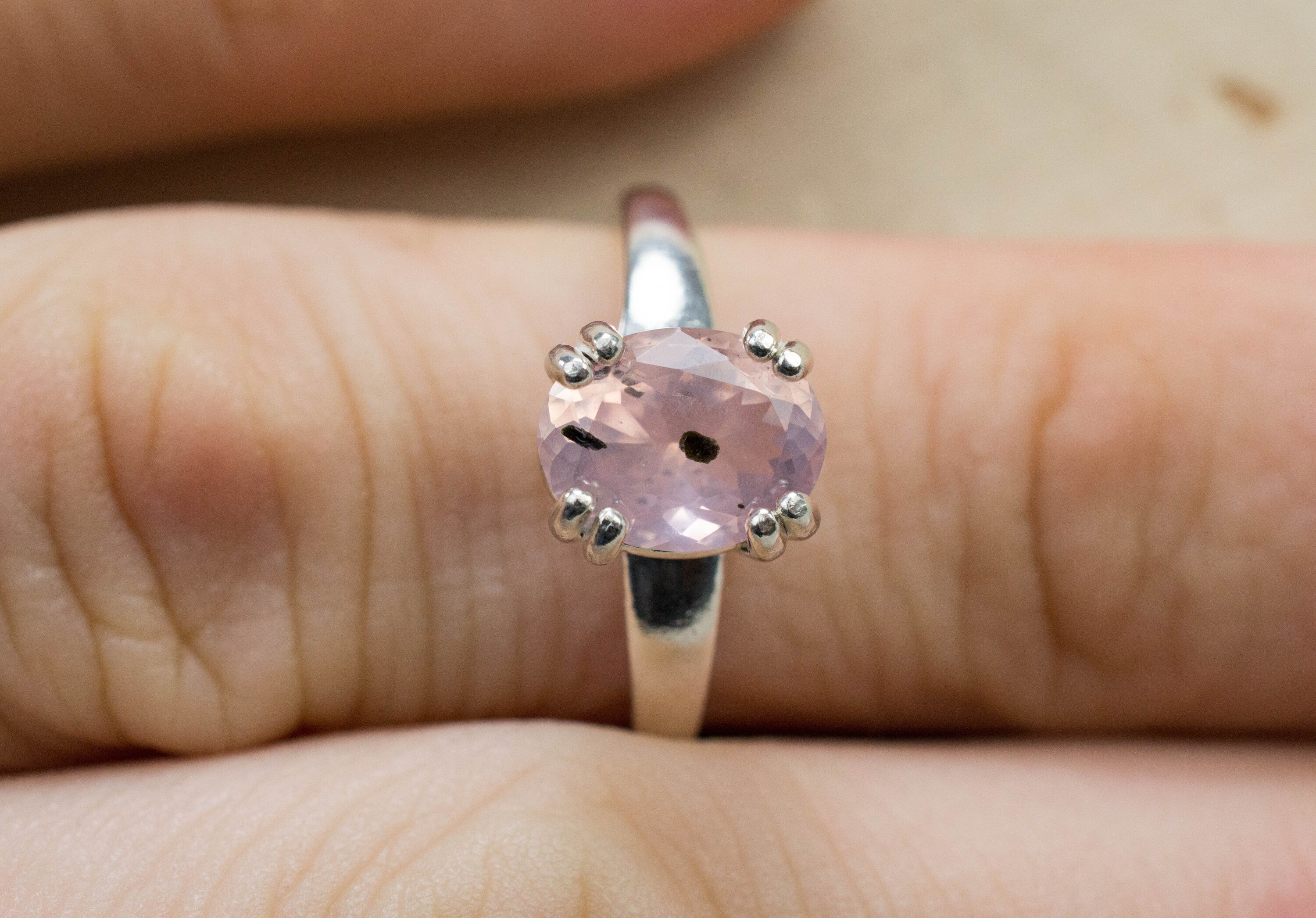 Rose Quartz Ring; Natural Untreated Tanzania Diopside Quartz; 1.550cts