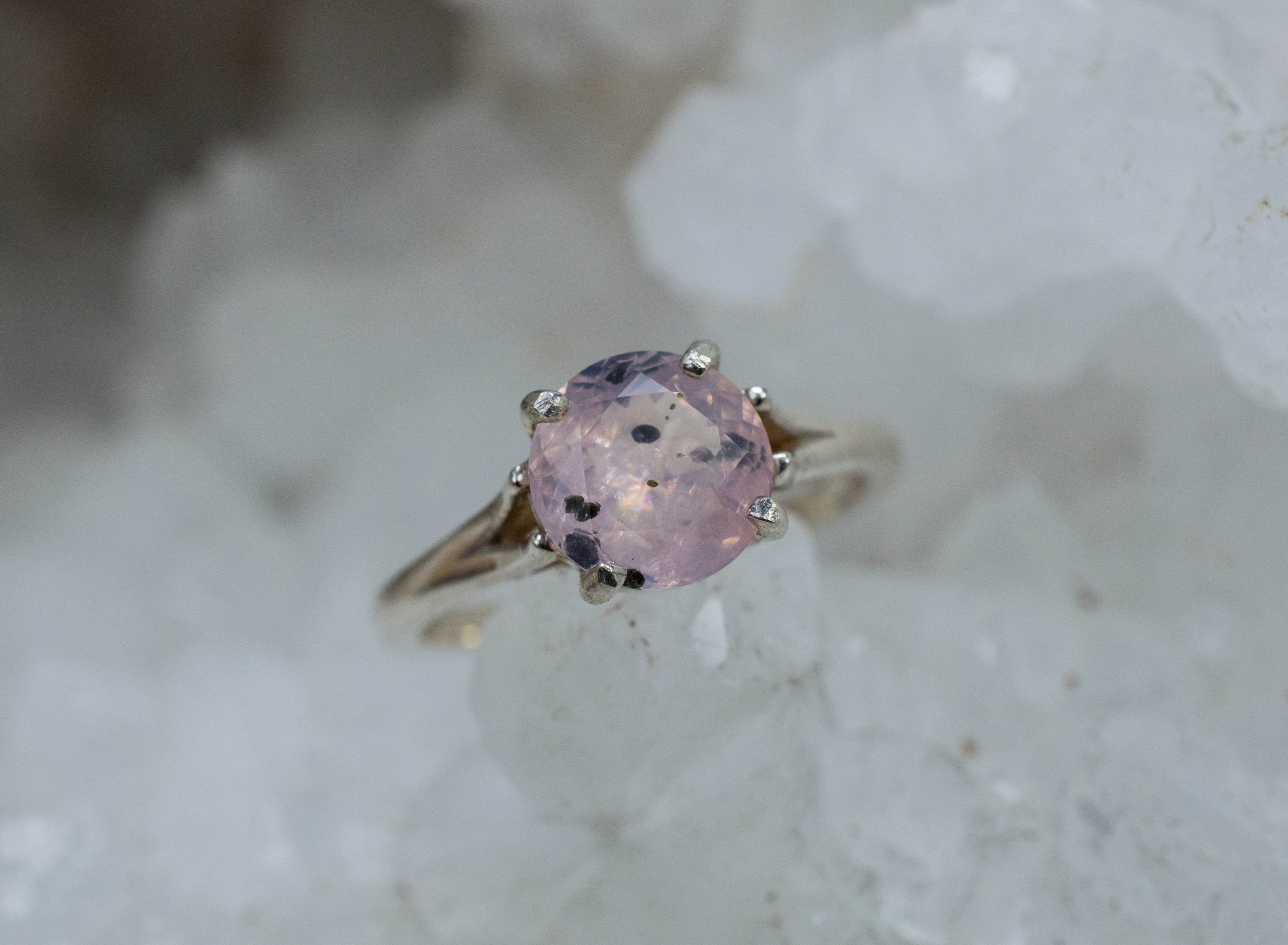 Rose Quartz Ring; Natural Untreated Tanzania Diopside Quartz; 1.485cts