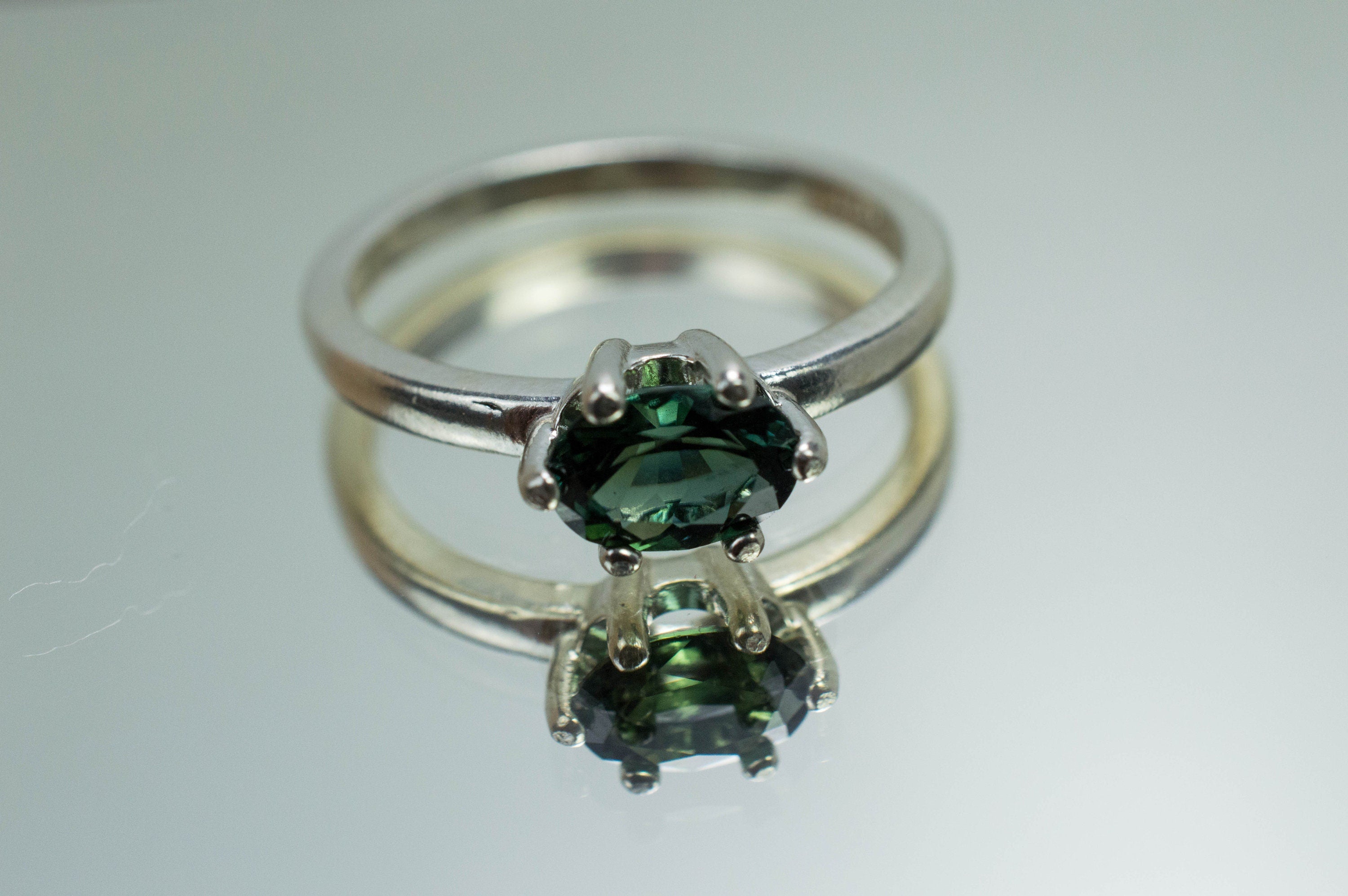 Green Tourmaline Ring; Genuine Untreated Brazil Tourmaline; 0.760cts