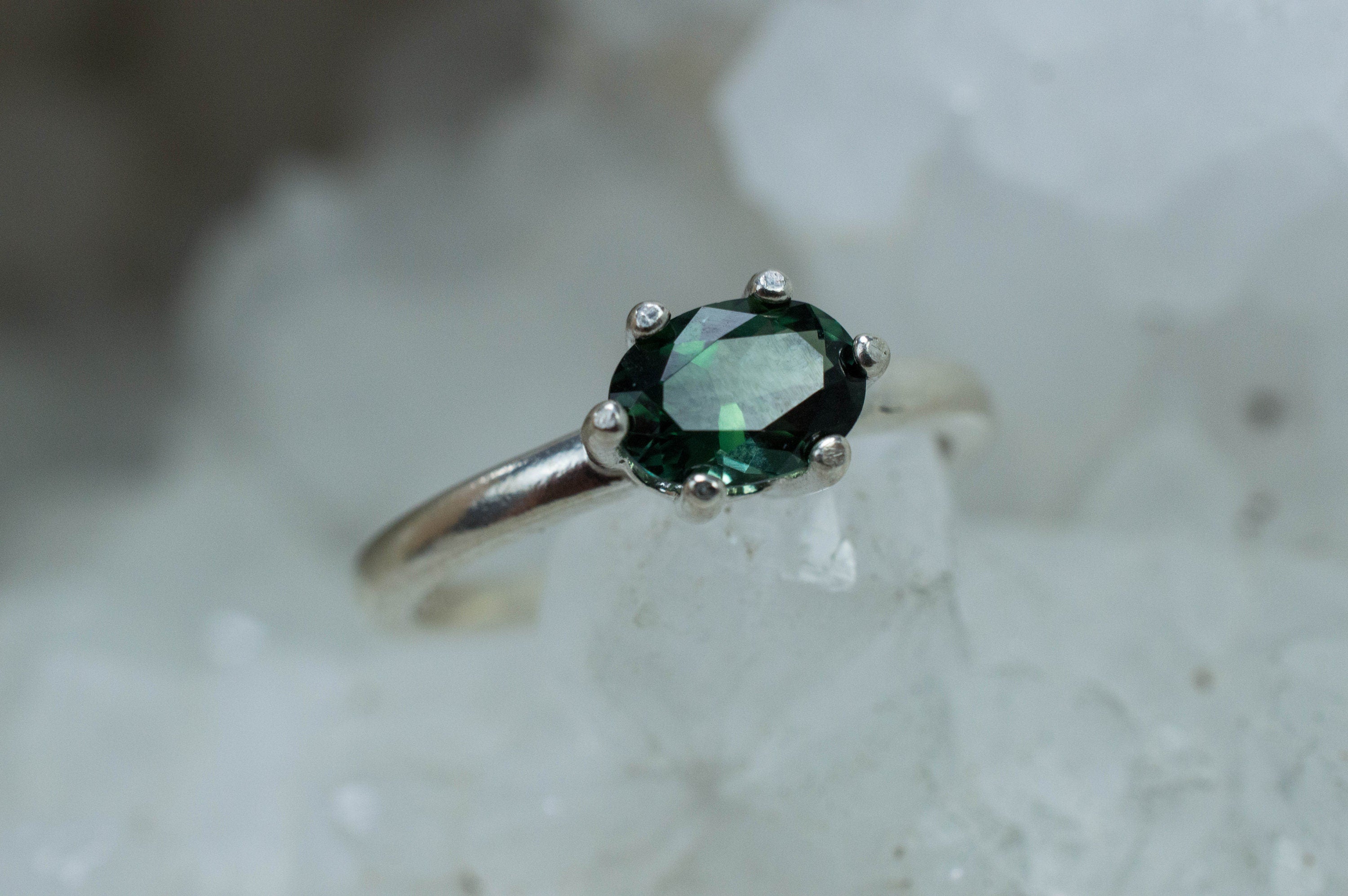 Green Tourmaline Ring; Genuine Untreated Brazil Tourmaline; 0.760cts