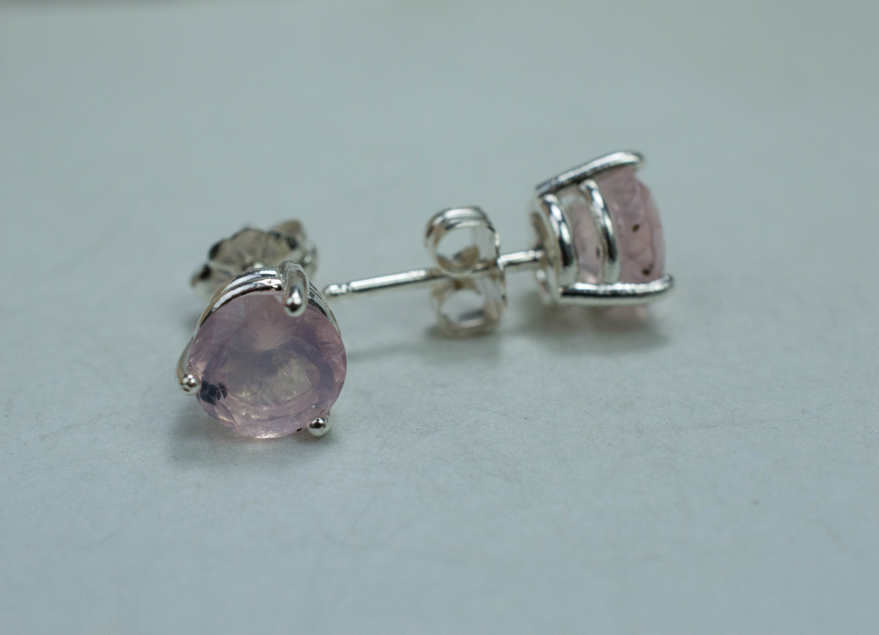 Rose Quartz Earrings; Natural Untreated Tanzania Diopside Included Rose Quartz; 2.325cts