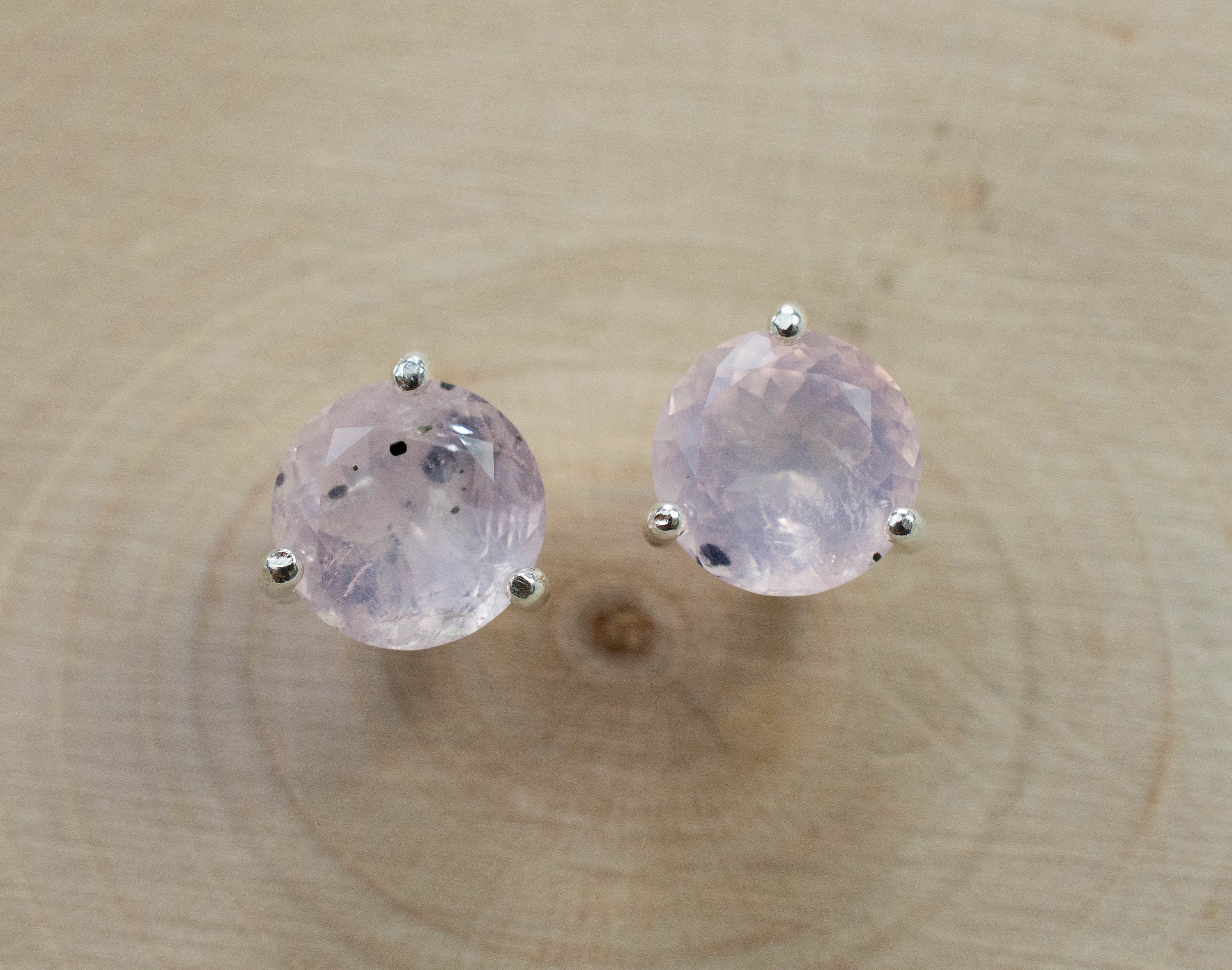 Rose Quartz Earrings; Natural Untreated Tanzania Diopside Included Rose Quartz; 2.325cts