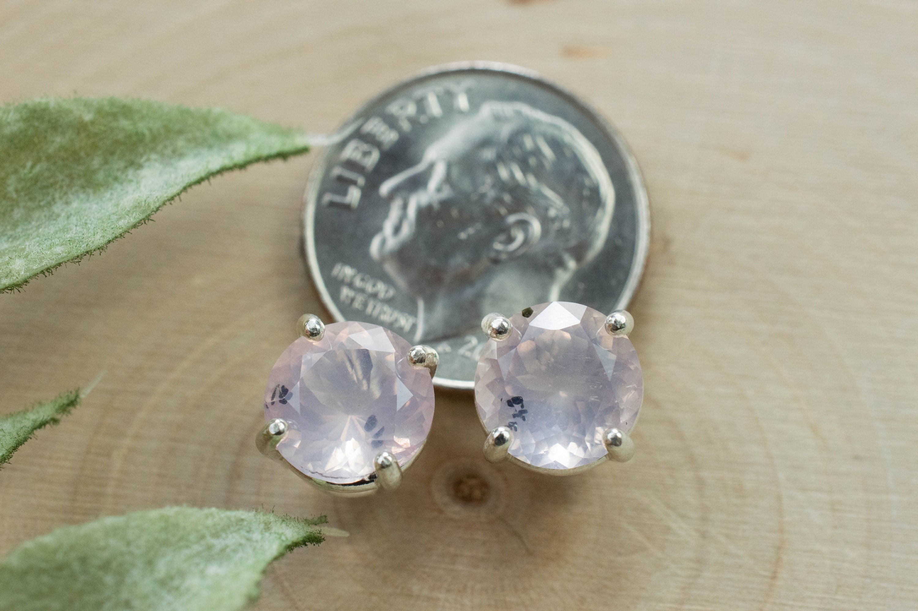 Rose Quartz Earrings; Natural Untreated Tanzania Diopside Included Rose Quartz; 3.215cts