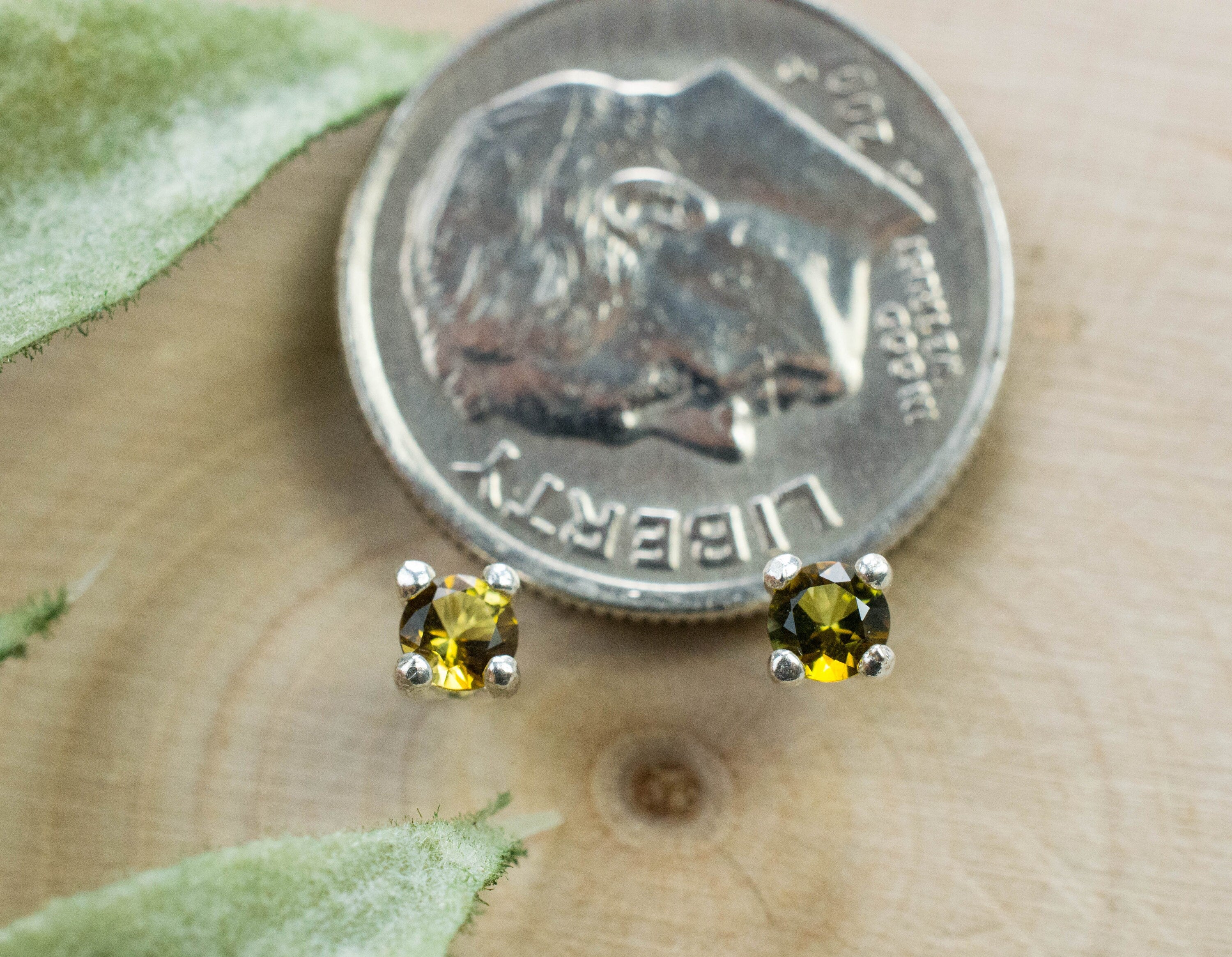 Tourmaline Earrings; Natural Untreated Brazil Dravite Tourmaline; 0.185cts