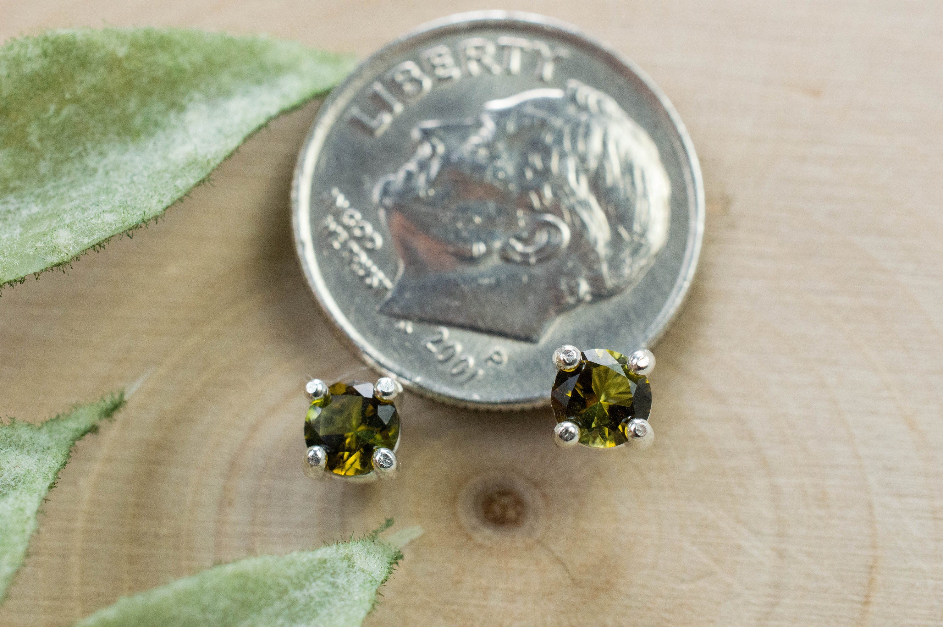 Tourmaline Earrings; Natural Untreated Brazil Dravite Tourmaline; 0.405cts