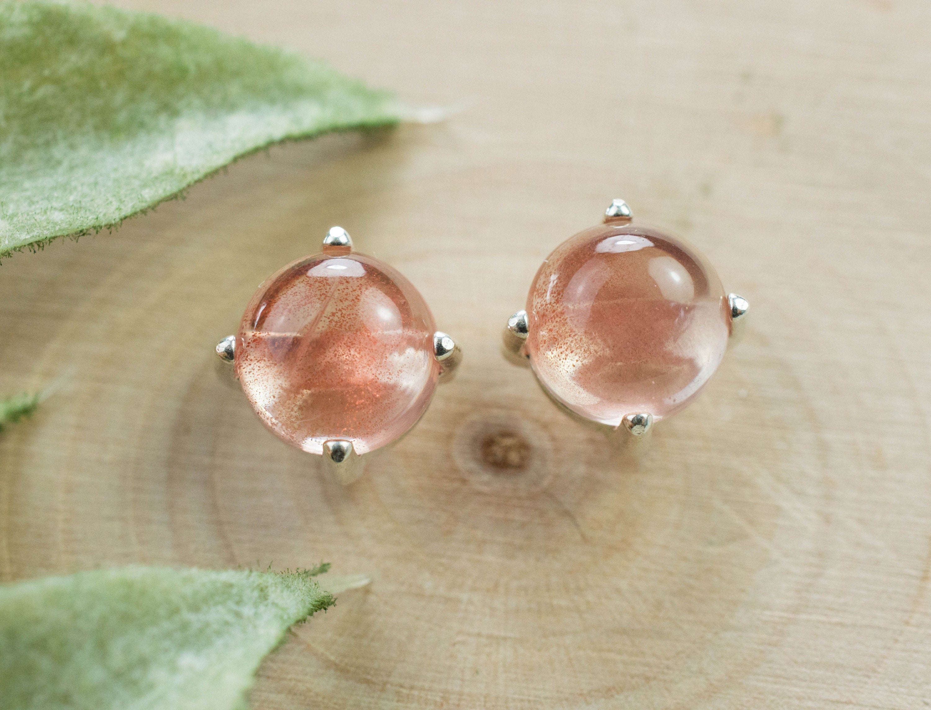 Oregon Sunstone Earrings; Natural Untreated USA Sunstone; 3.050cts