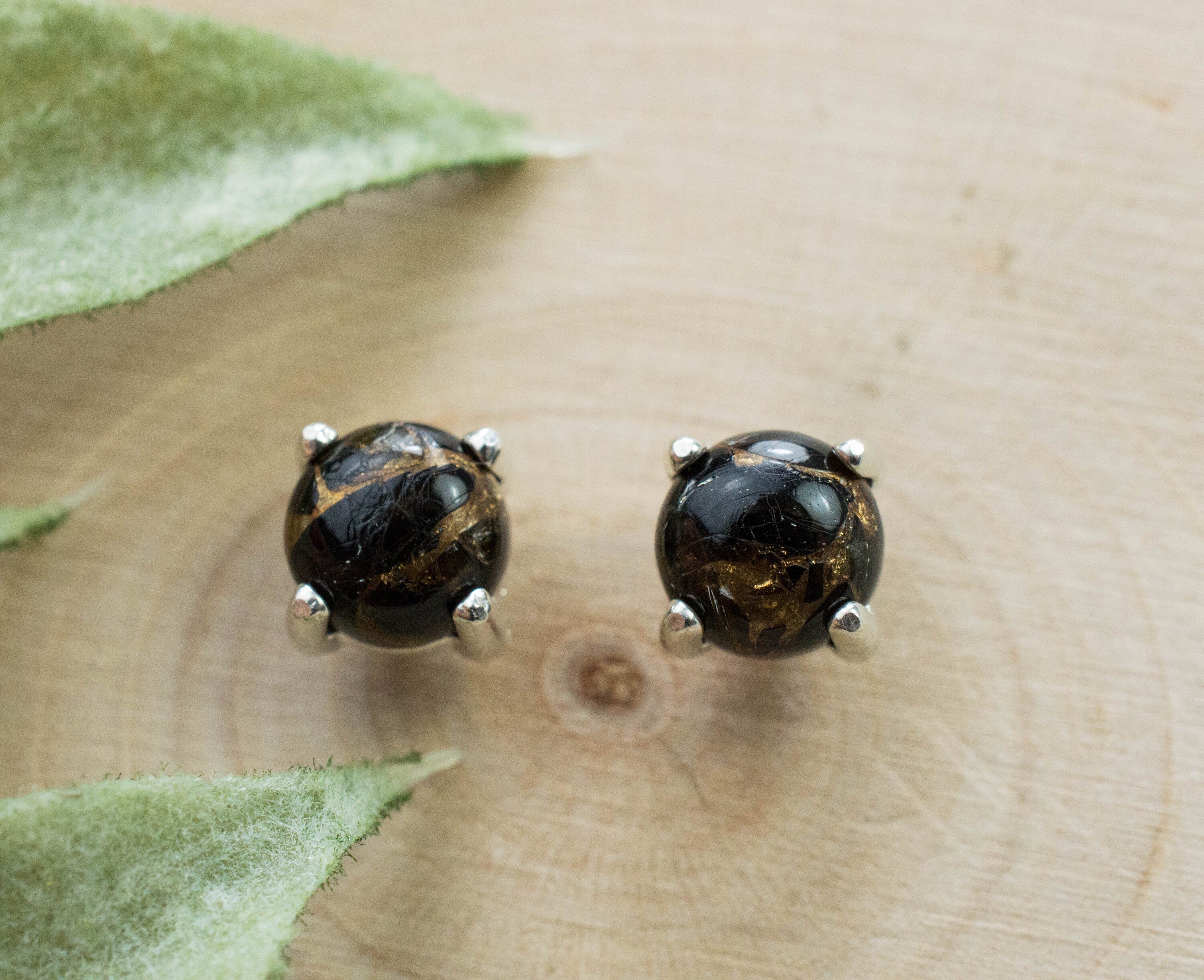 Copper Obsidian Earrings; Natural USA Obsidian; 1.635cts